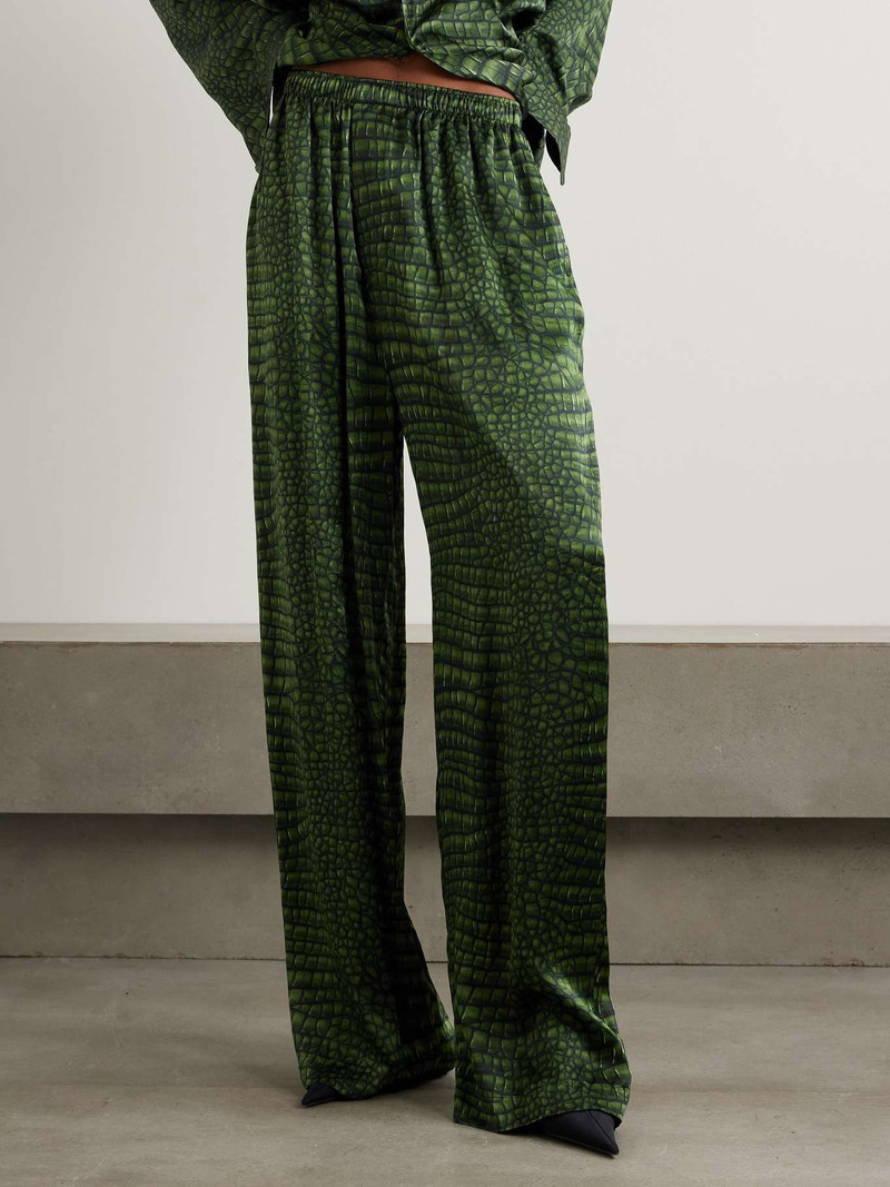 Printed silk straight-leg pants Green 3