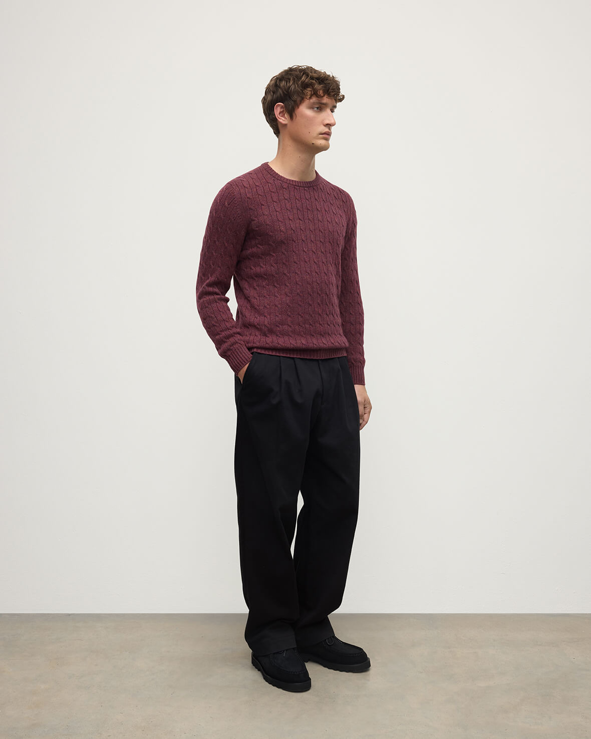 Cable Knit Purple Cashmere Jumper - 3