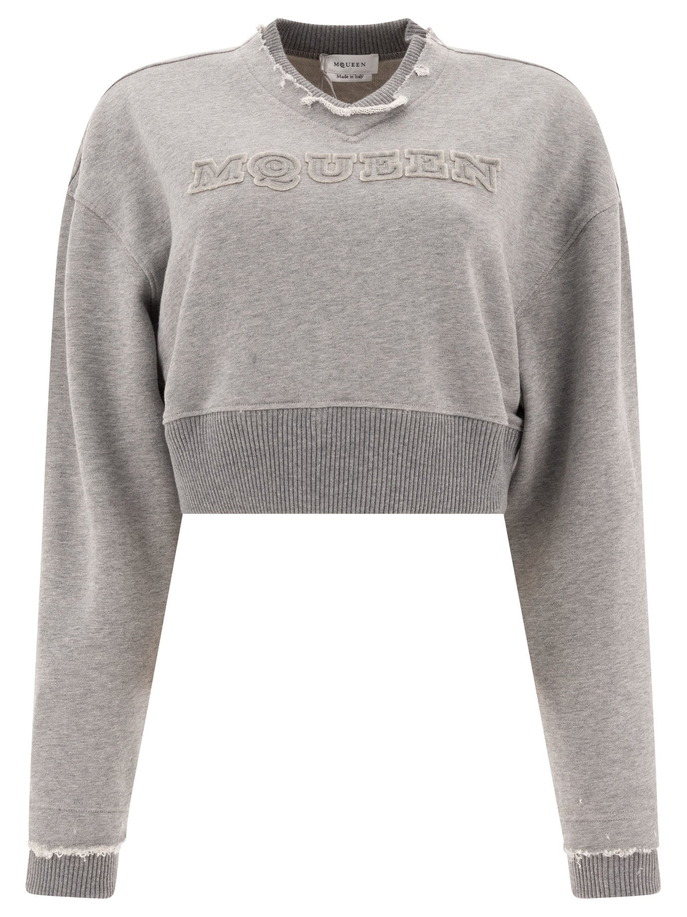 Alexander Mcqueen Cropped Sweatshirt With Mcqueen Logo - 1