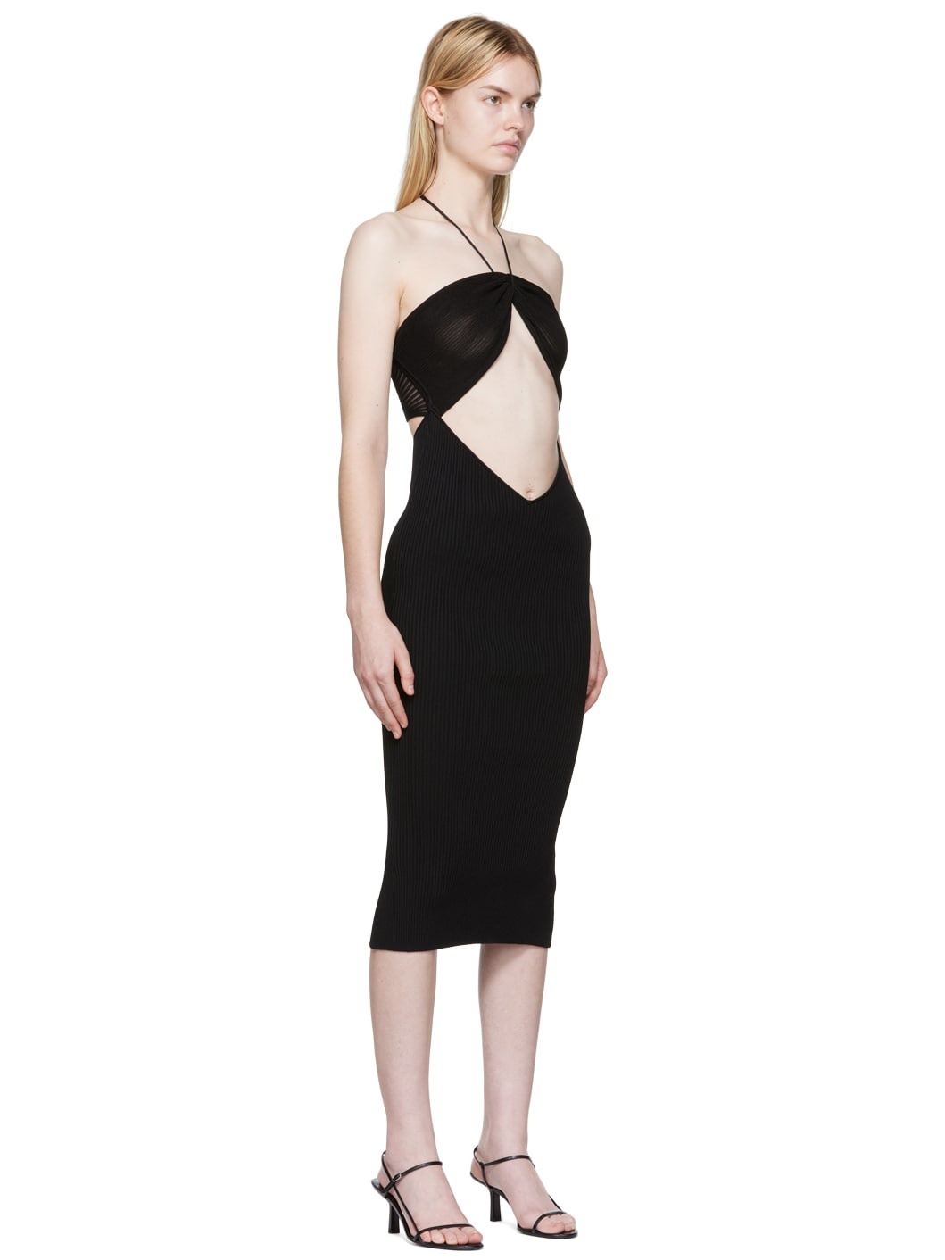 Black Cutout Midi Dress - 3