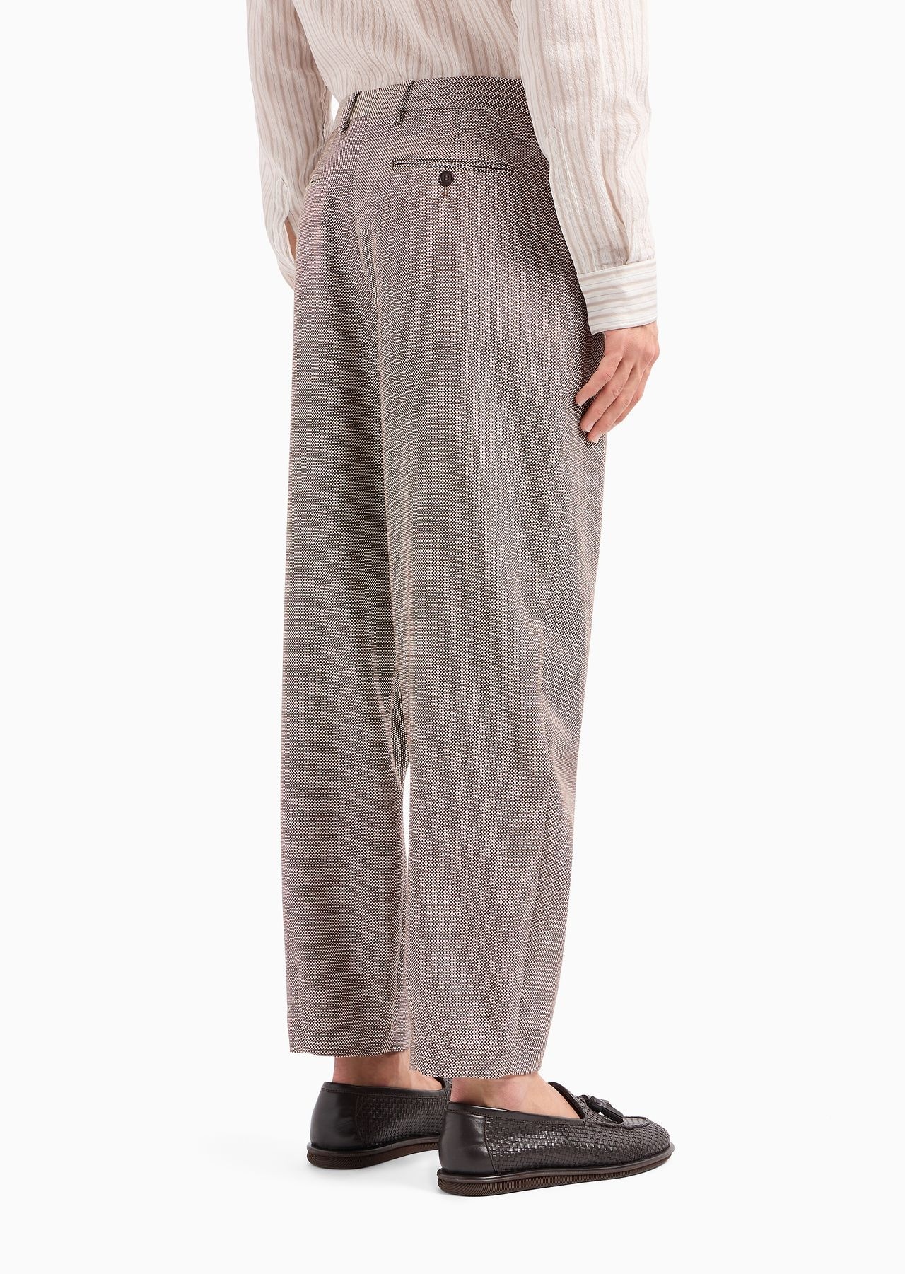 Jacquard wool, silk and linen single-darted trousers - 3
