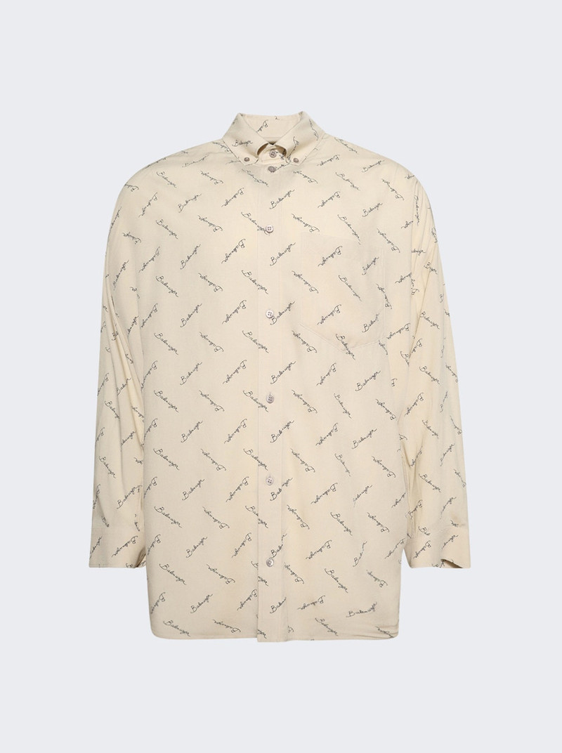Long Sleeve Cocoon Shirt Light Beige And Black 1