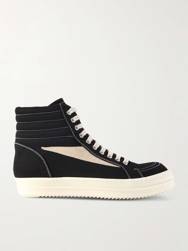 DRKSHDW Vintage Suede-Trimmed Denim High-Top Sneakers - 1