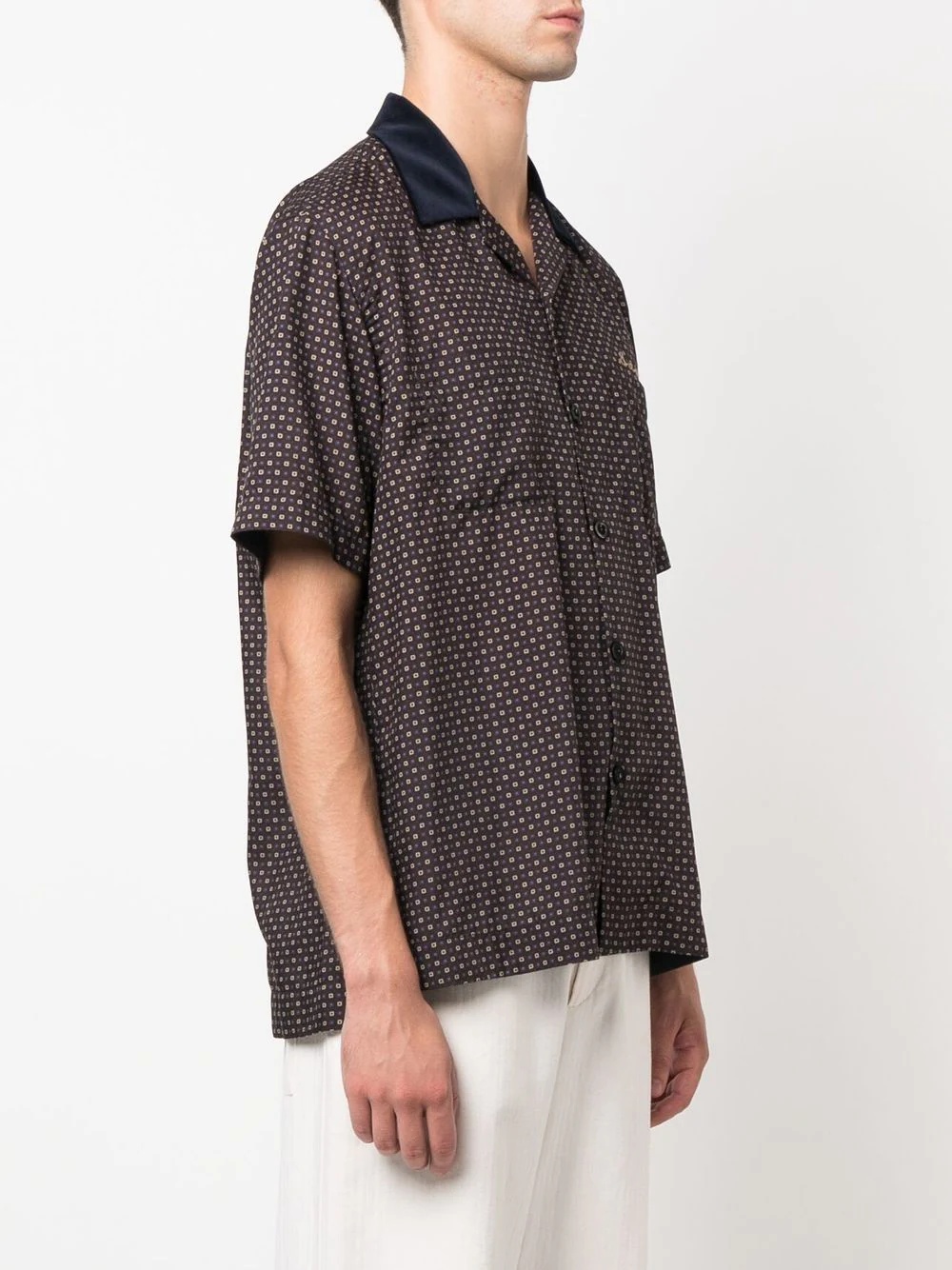 Komon-print bowling shirt - 3