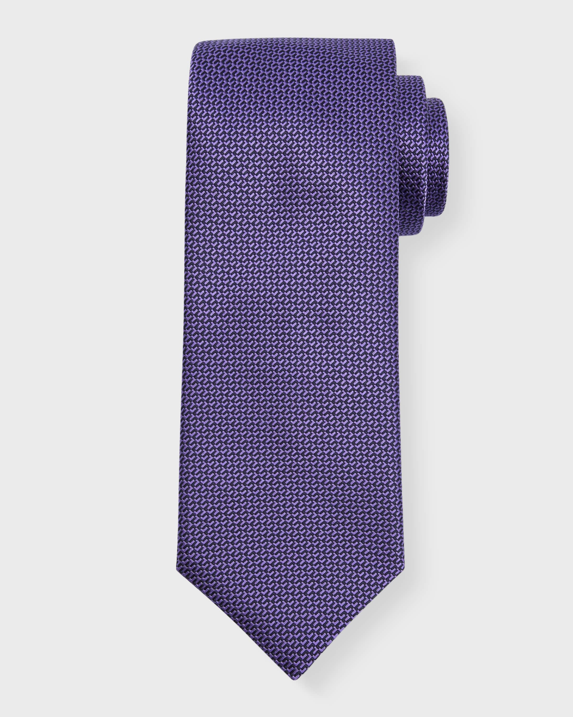 Men's Micro-Geometric Silk Tie - 1