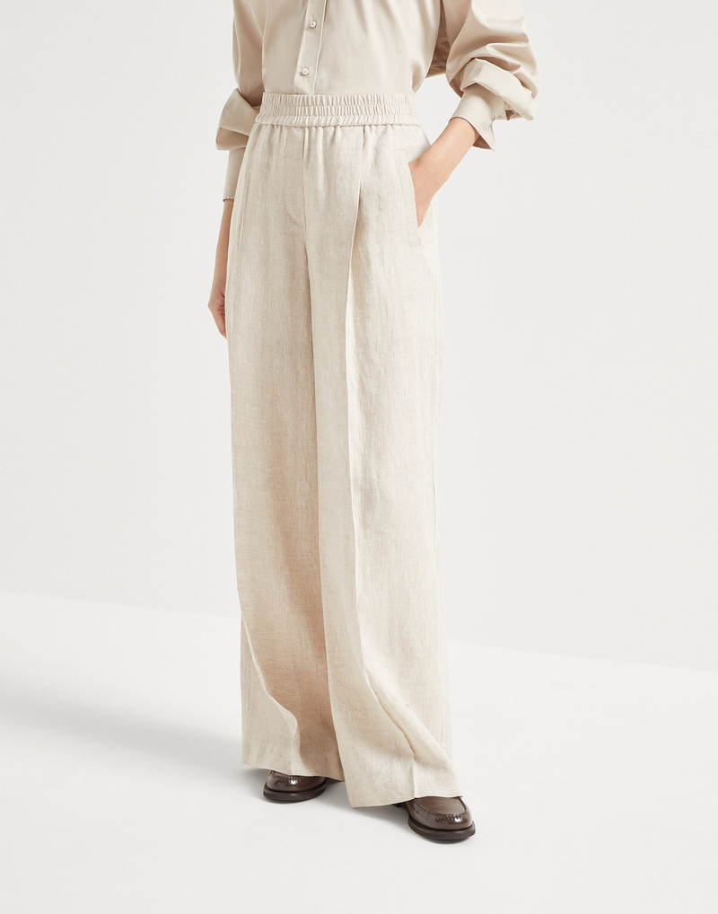 Linen loose track trousers - 1