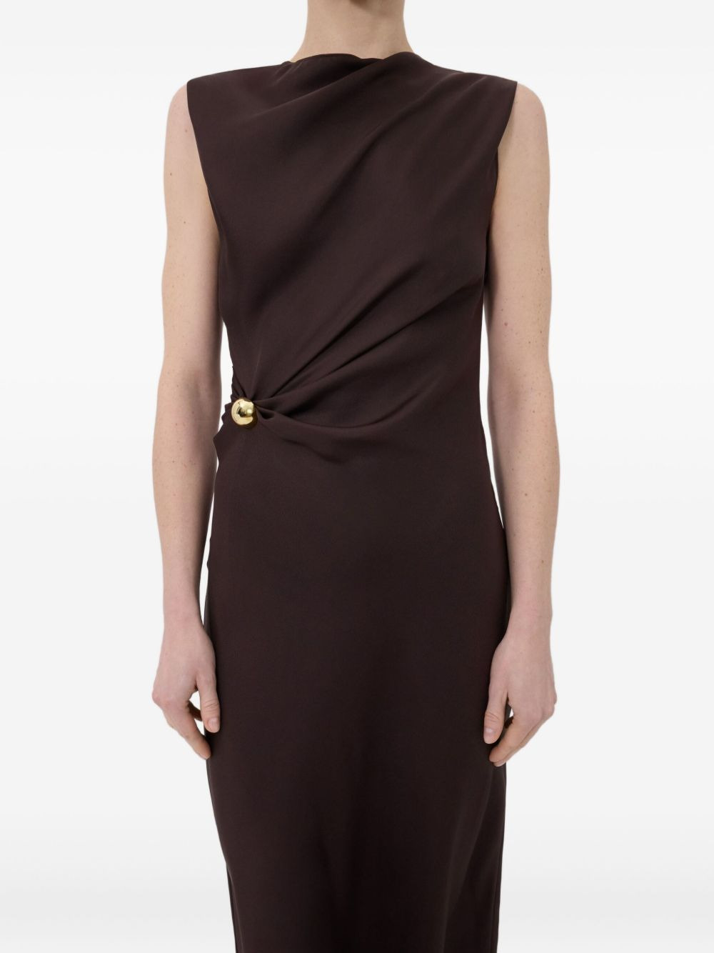 Roan draped metal-ornament midi dress - 5