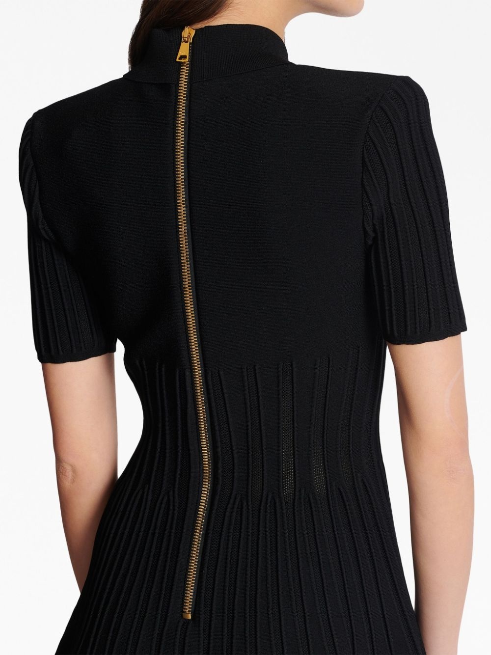 flared ribbed-knit minidress - 6