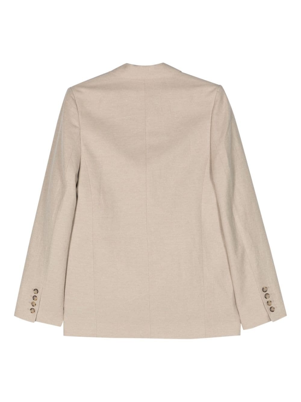 single-breasted linen-blend blazer - 2