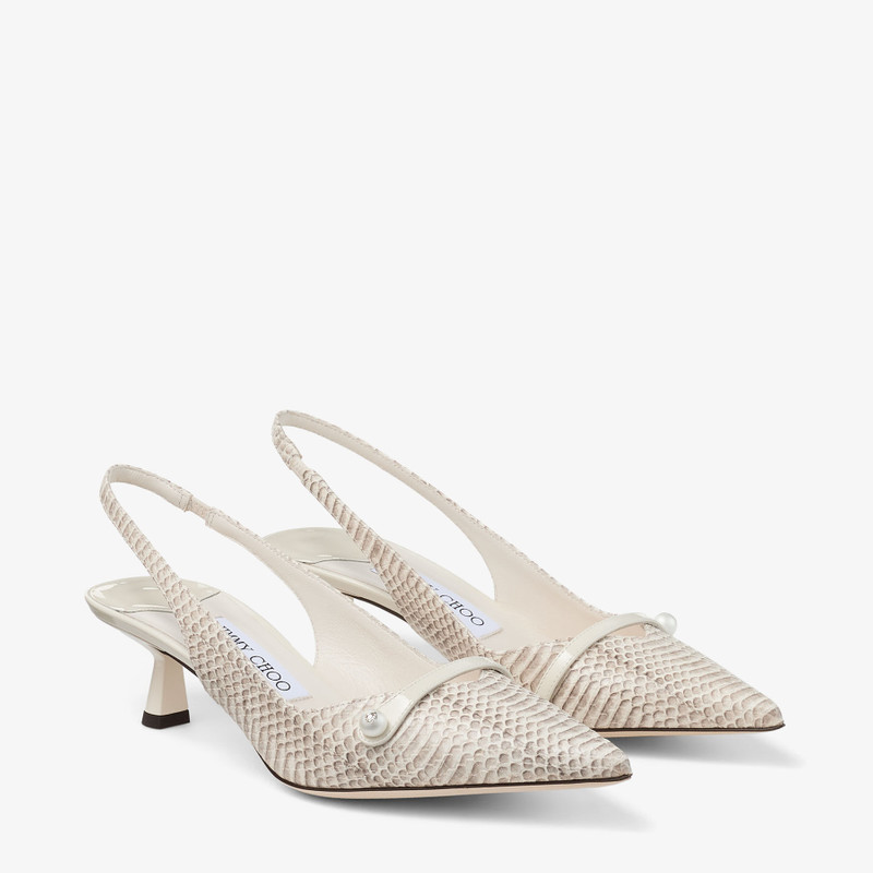 Amita 45 Roccia Aspide Snake Printed Leather Slingback 2