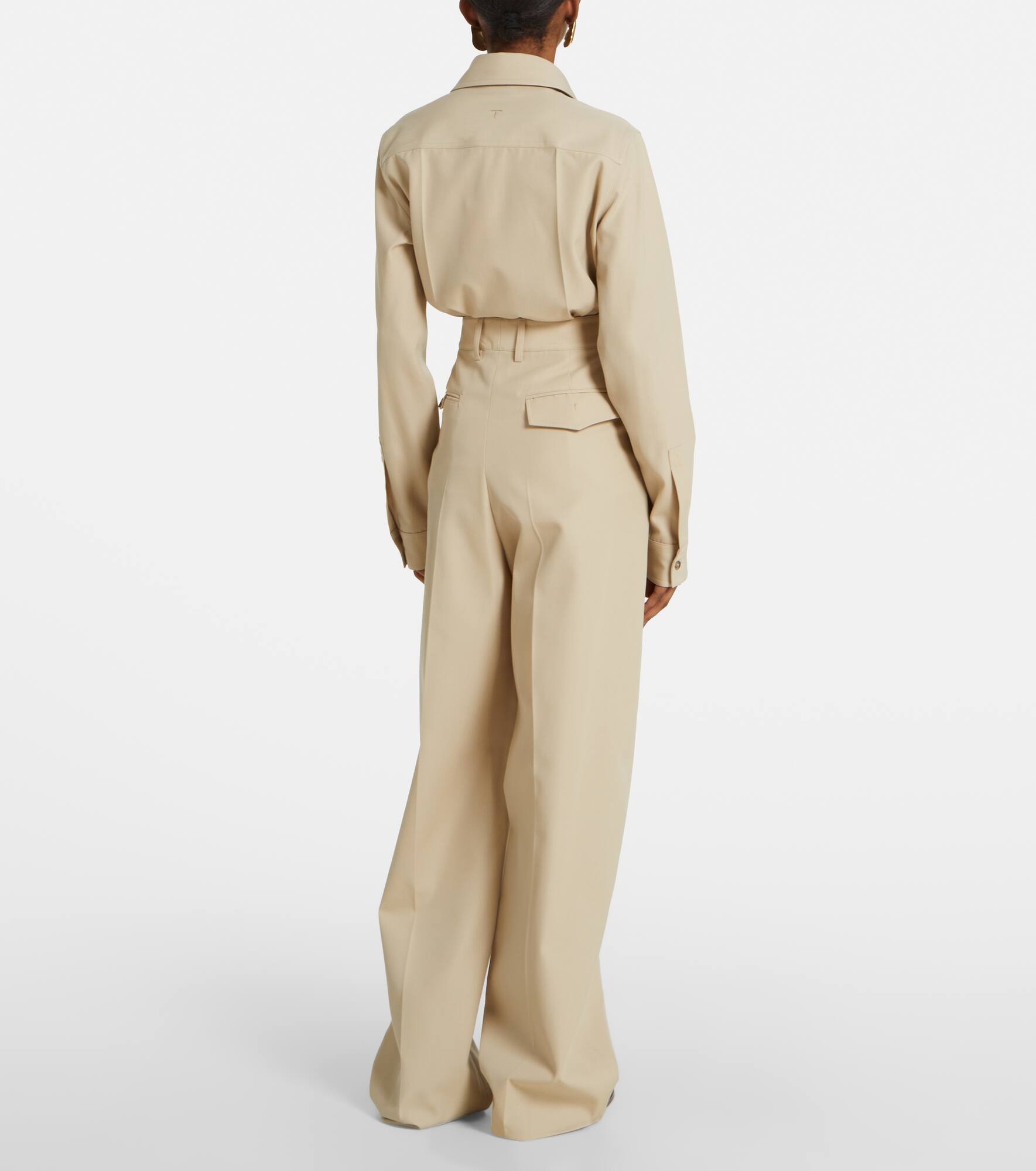 Wool and cotton wide-leg pants - 3