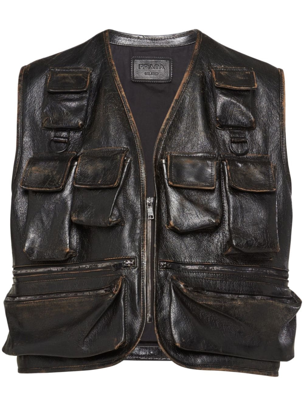 leather cargo gilet - 1