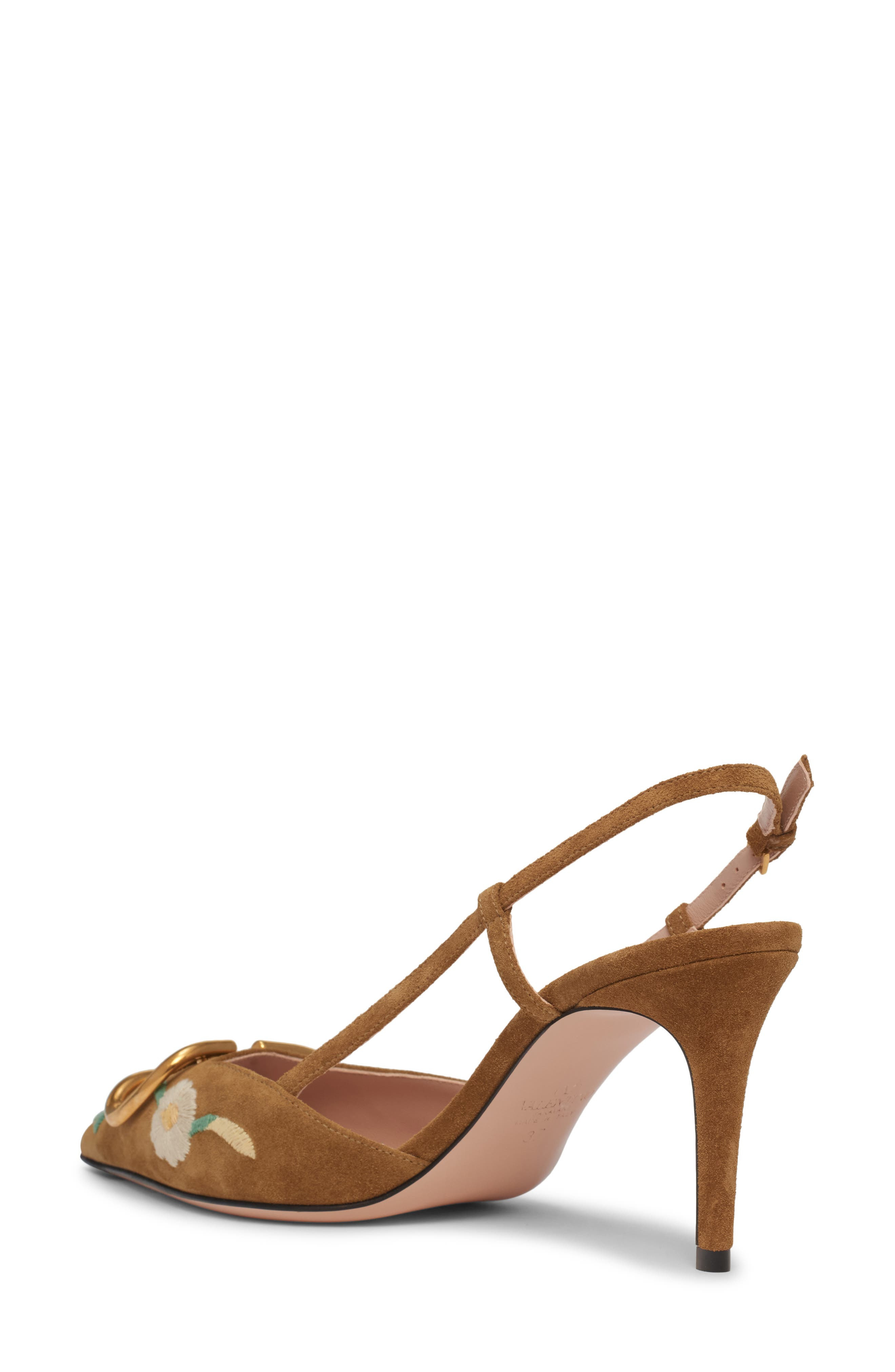 Valentino VLOGO Sunflower Embroidered Slingback Pump in Havana Beige at Nordstrom - 2