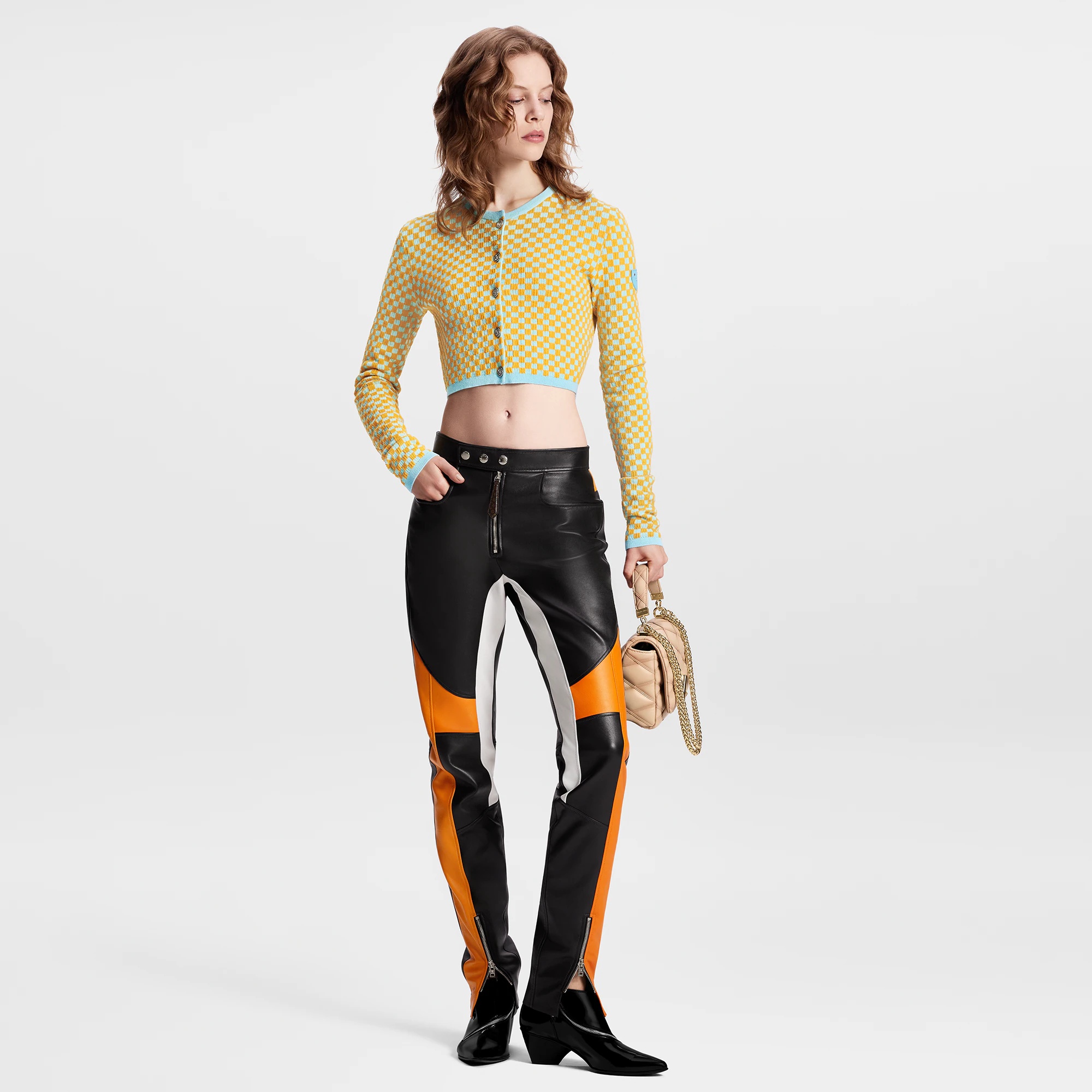 Damier Knit Cropped Cardigan - 4