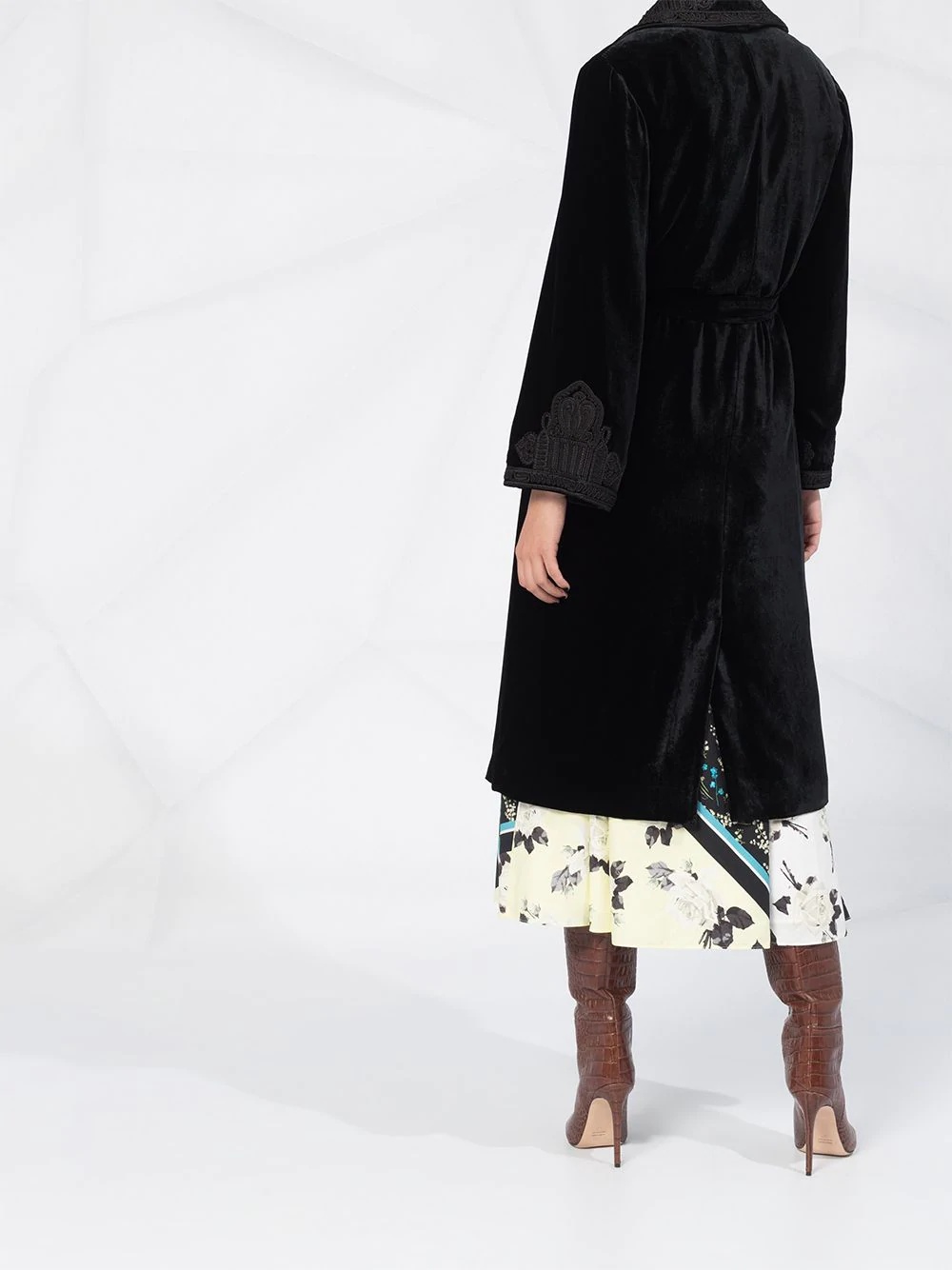 embroidered velvet coat - 6