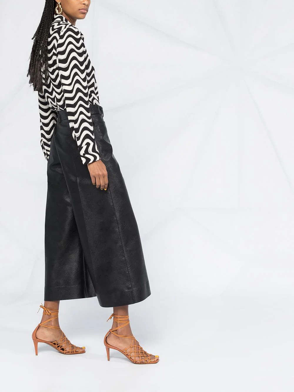 faux-leather wide-leg trousers - 4