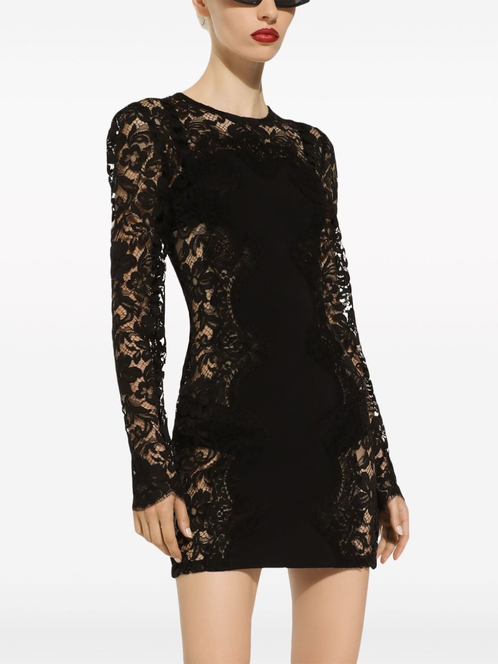 semi-sheer lace minidress - 5