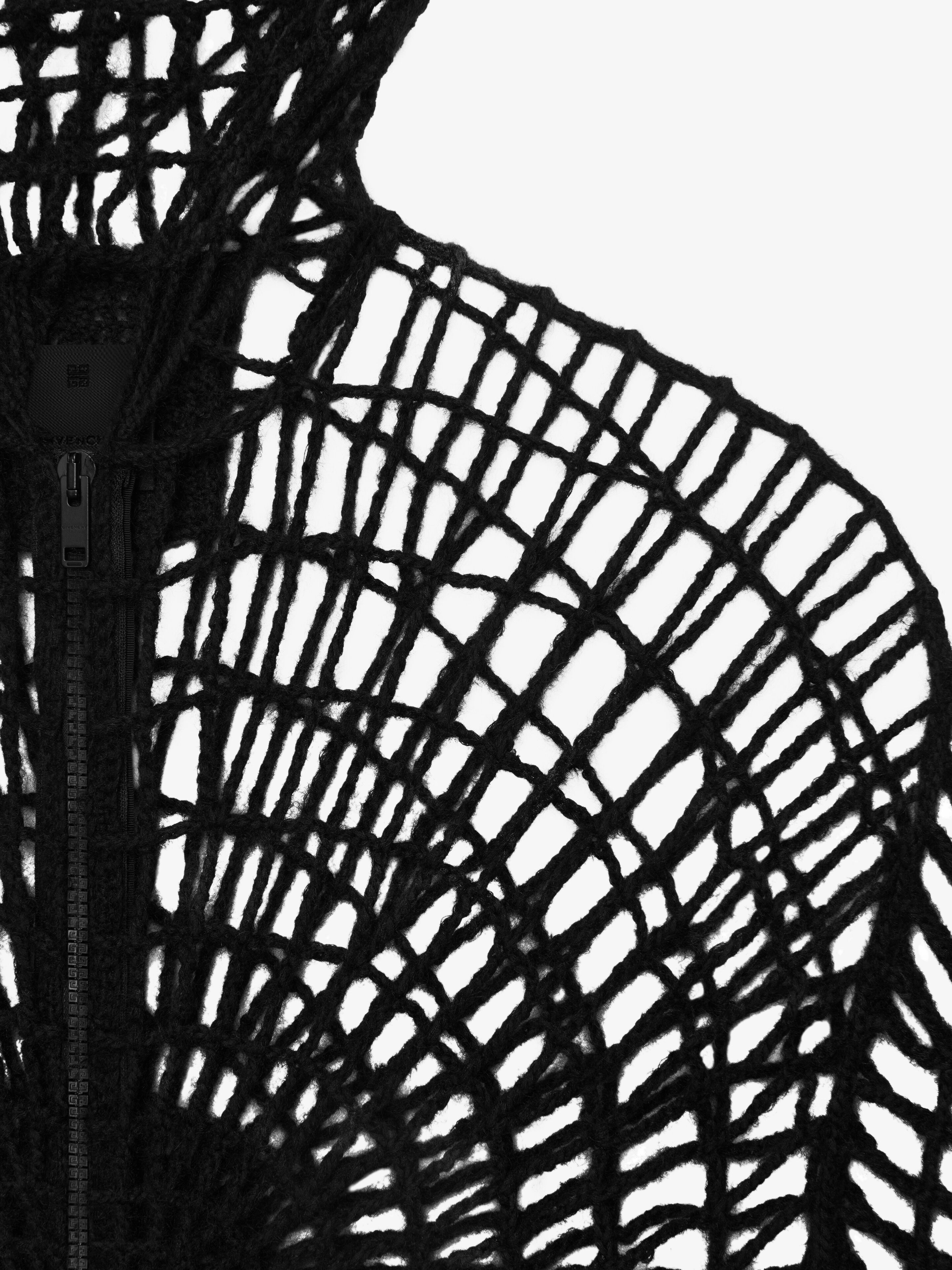 ZIPPED HOODIE IN CROCHET KNIT SPIDER WEB EFFECT - 5