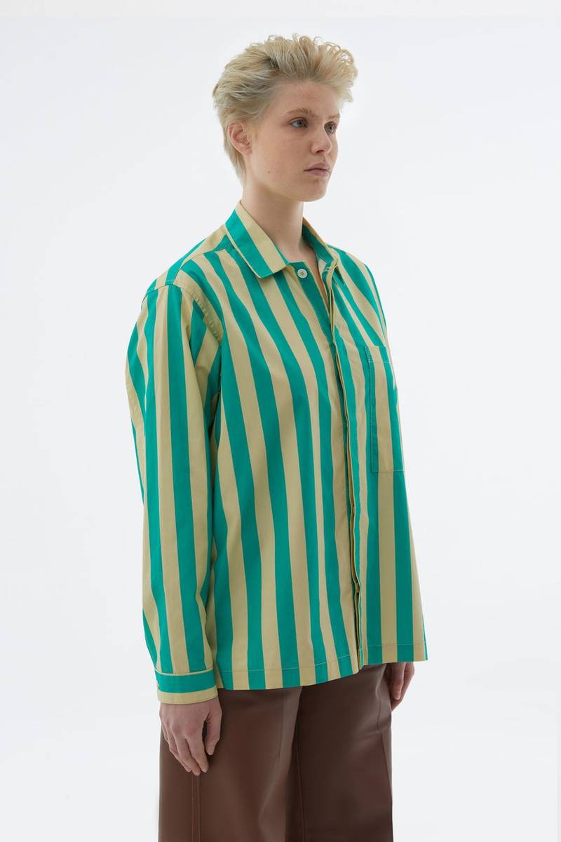 LIGHT YELLOW & GREEN STRIPED SHIRT 3
