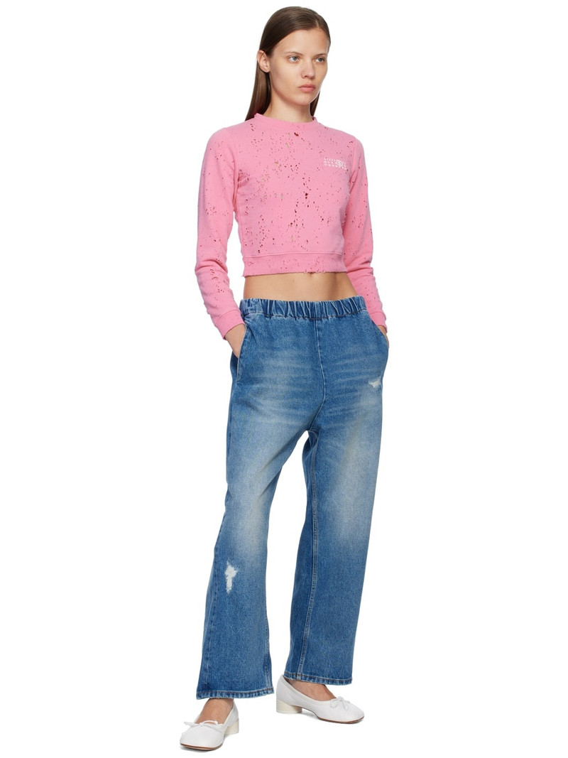 MM6 Maison Margiela Pink Distressed Crewneck Sweatshirt outlook