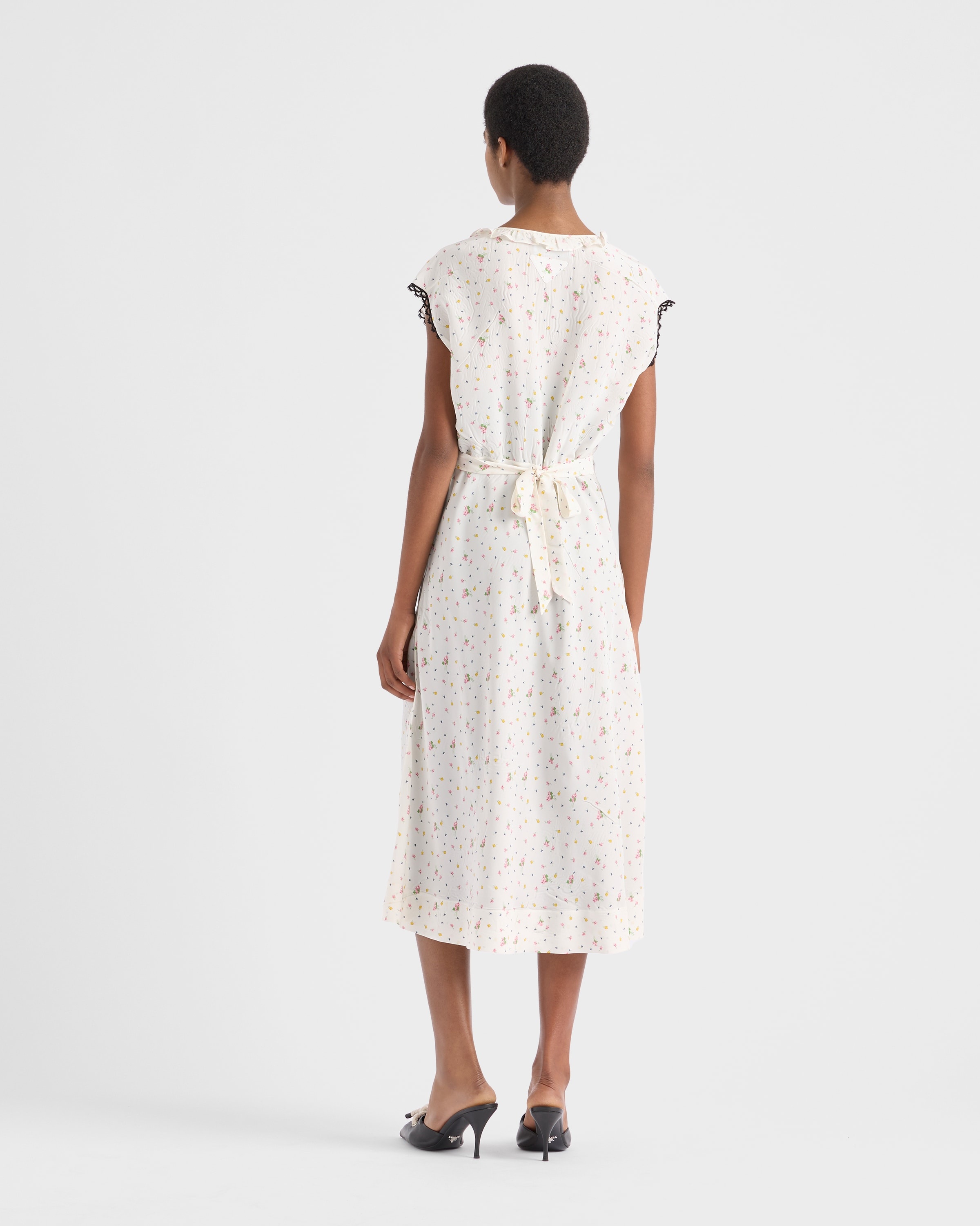 Floral print pongé dress - 5