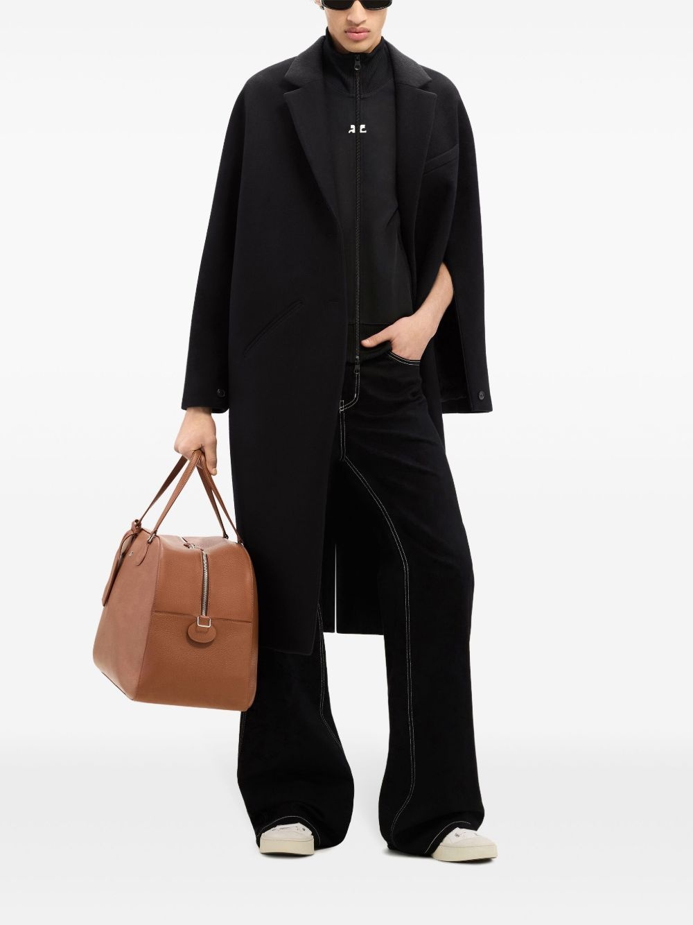 Cocoon logo-appliqué coat - 2