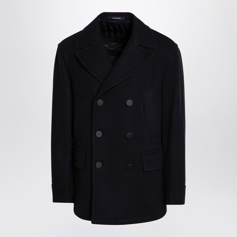 Tagliatore - Tagliatore Blue wool blend short double-breasted coat - 1