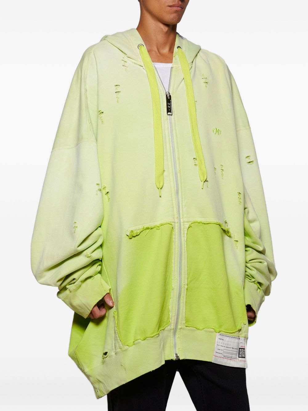 distressed zip-up hoodie - 3