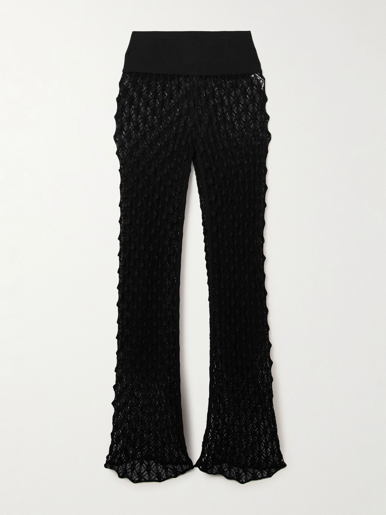 Open-knit straight-leg pants Black - 1