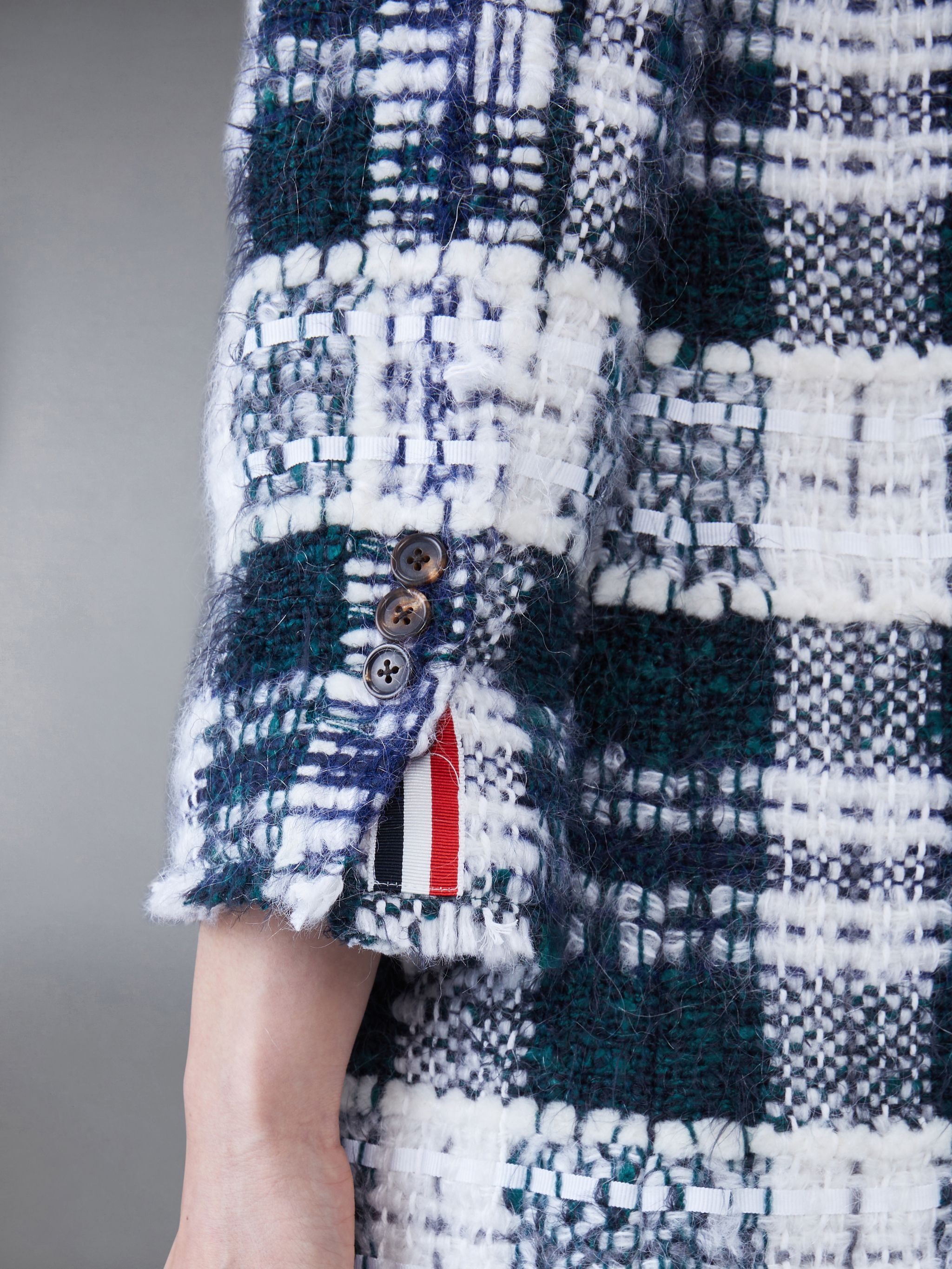 Tartan Tweed Frayed Bal Collar Dress - 6