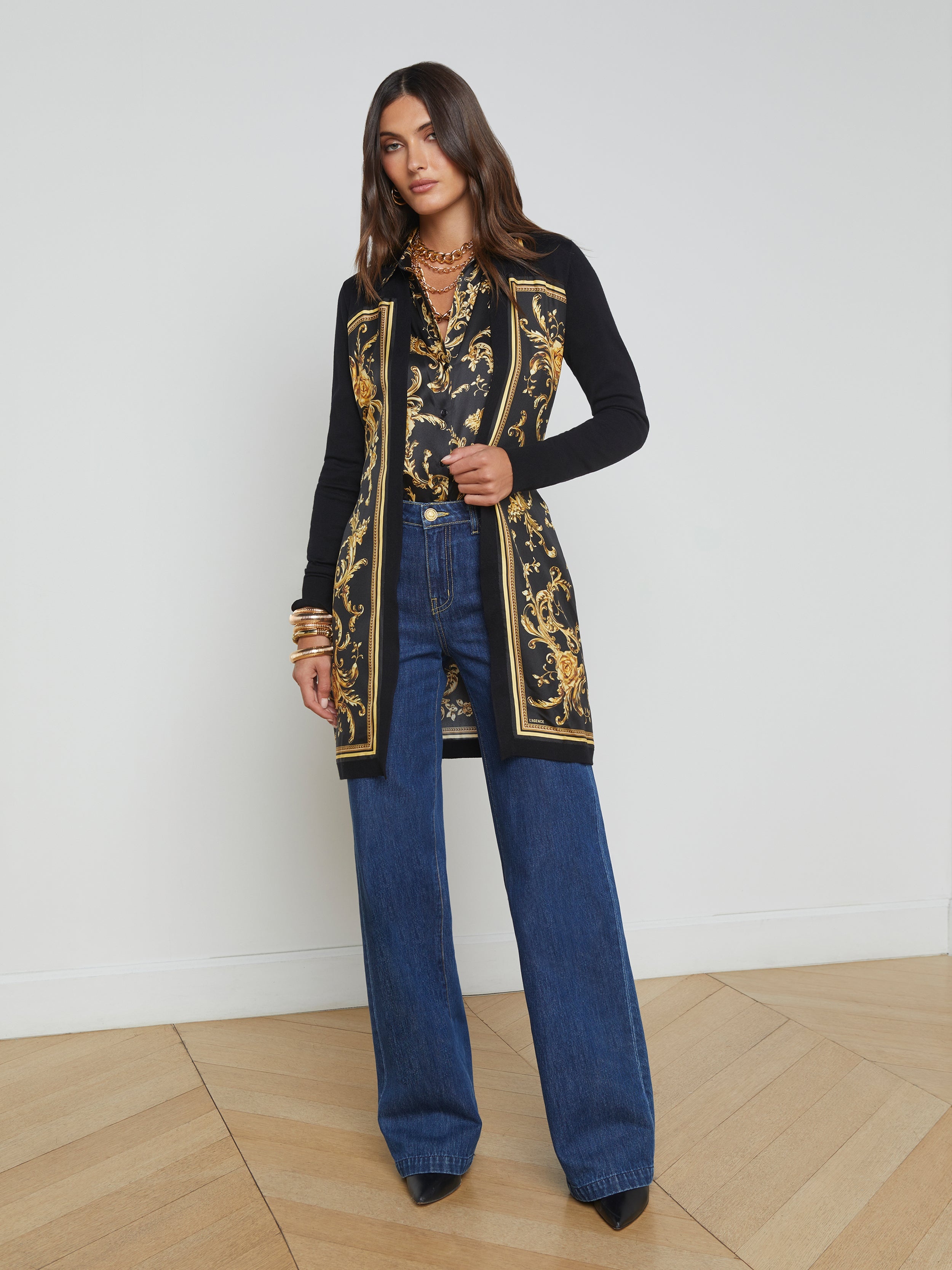 Beverly Silk Panel Cardigan - 6