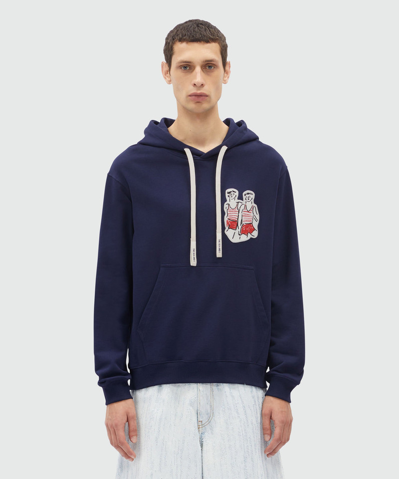 MSGM Blue jersey sweatshirt with Luke Edward Hall x MSGM graphics outlook