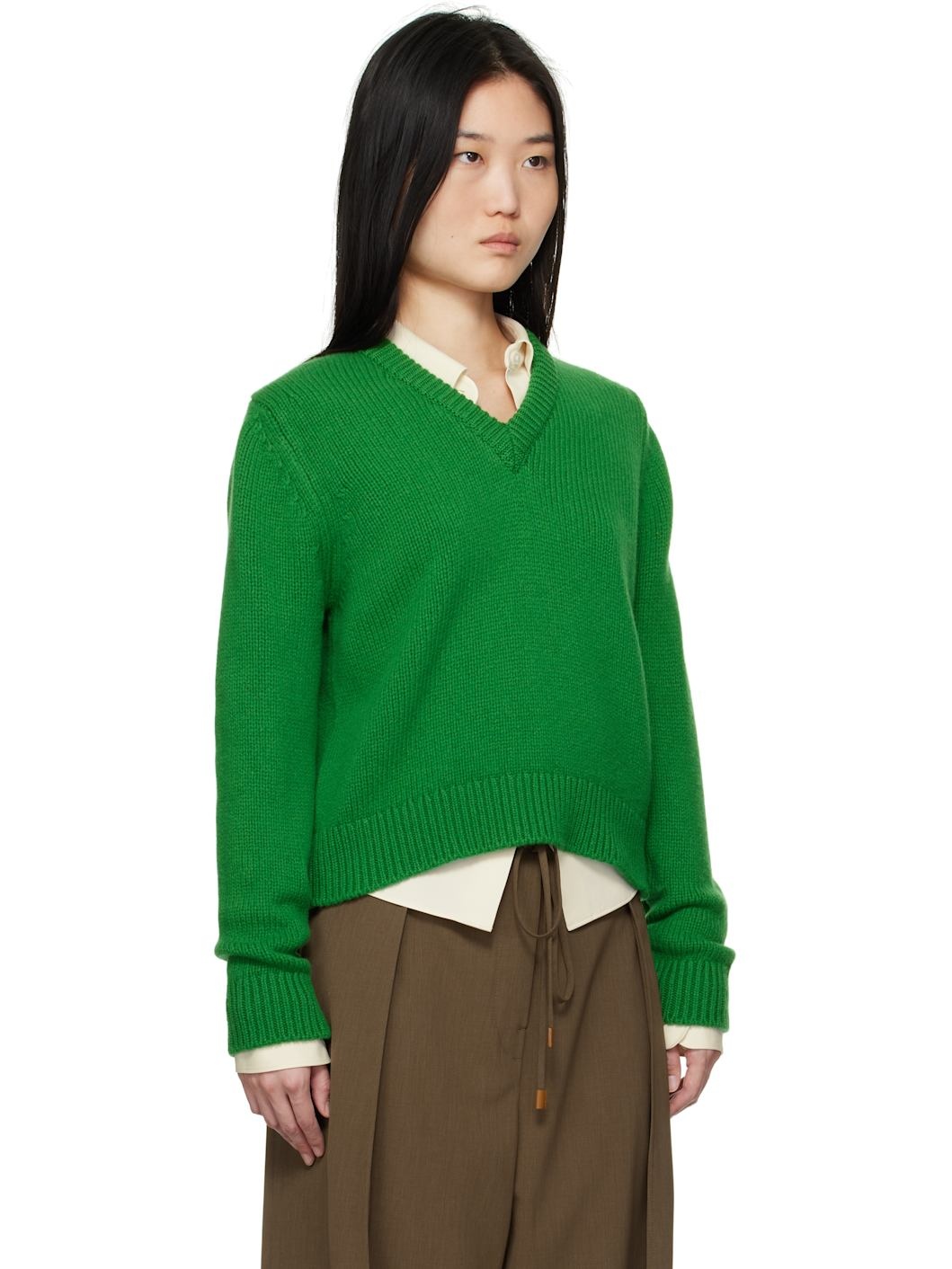 Green Glenn V-neck Sweater - 2