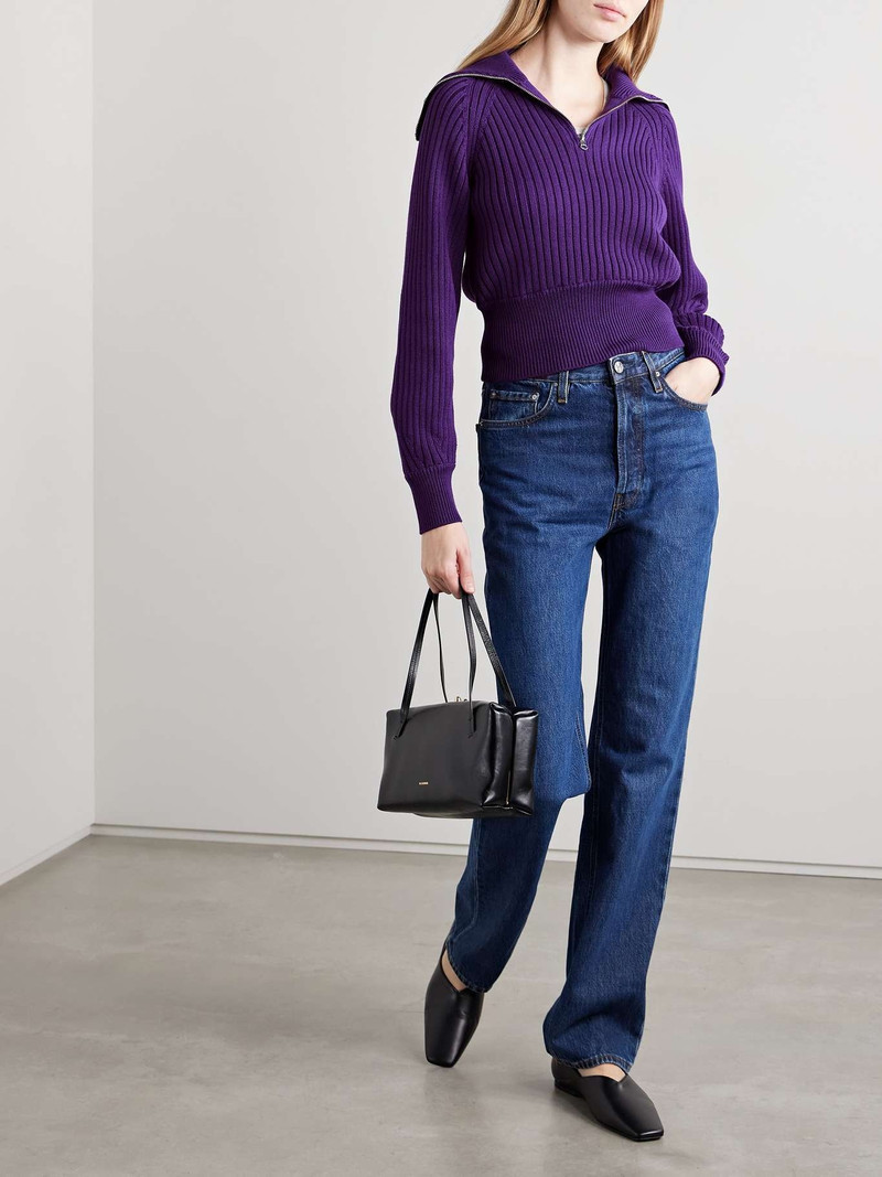 HIGH SPORT Chester ribbed cotton-blend half-zip sweater Purple outlook