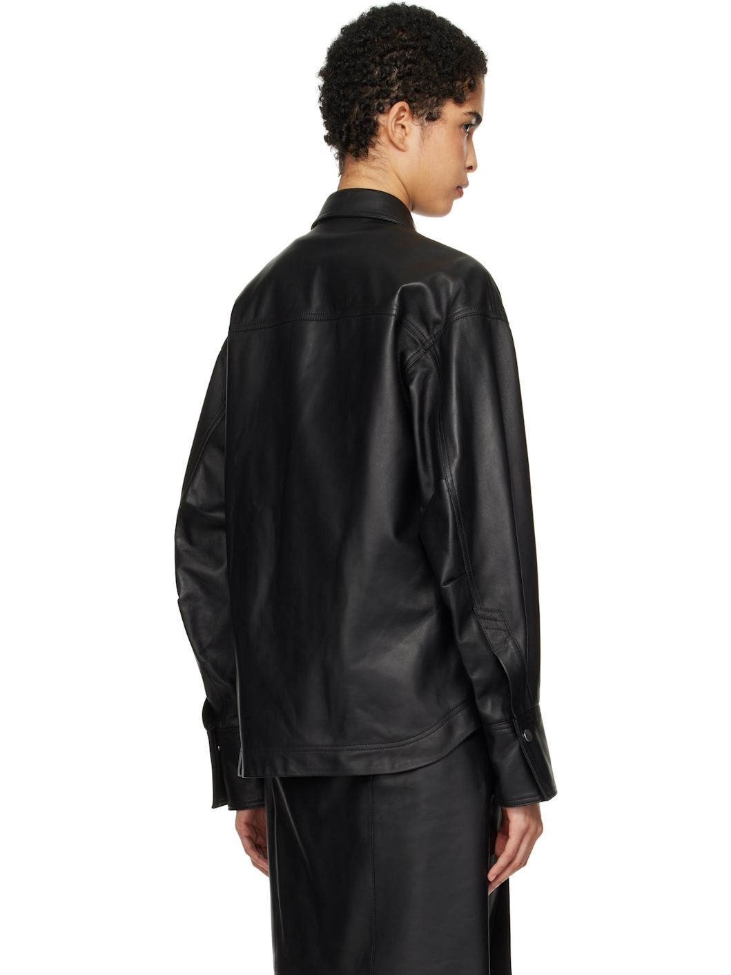 Black Eliza Leather Shirt - 3