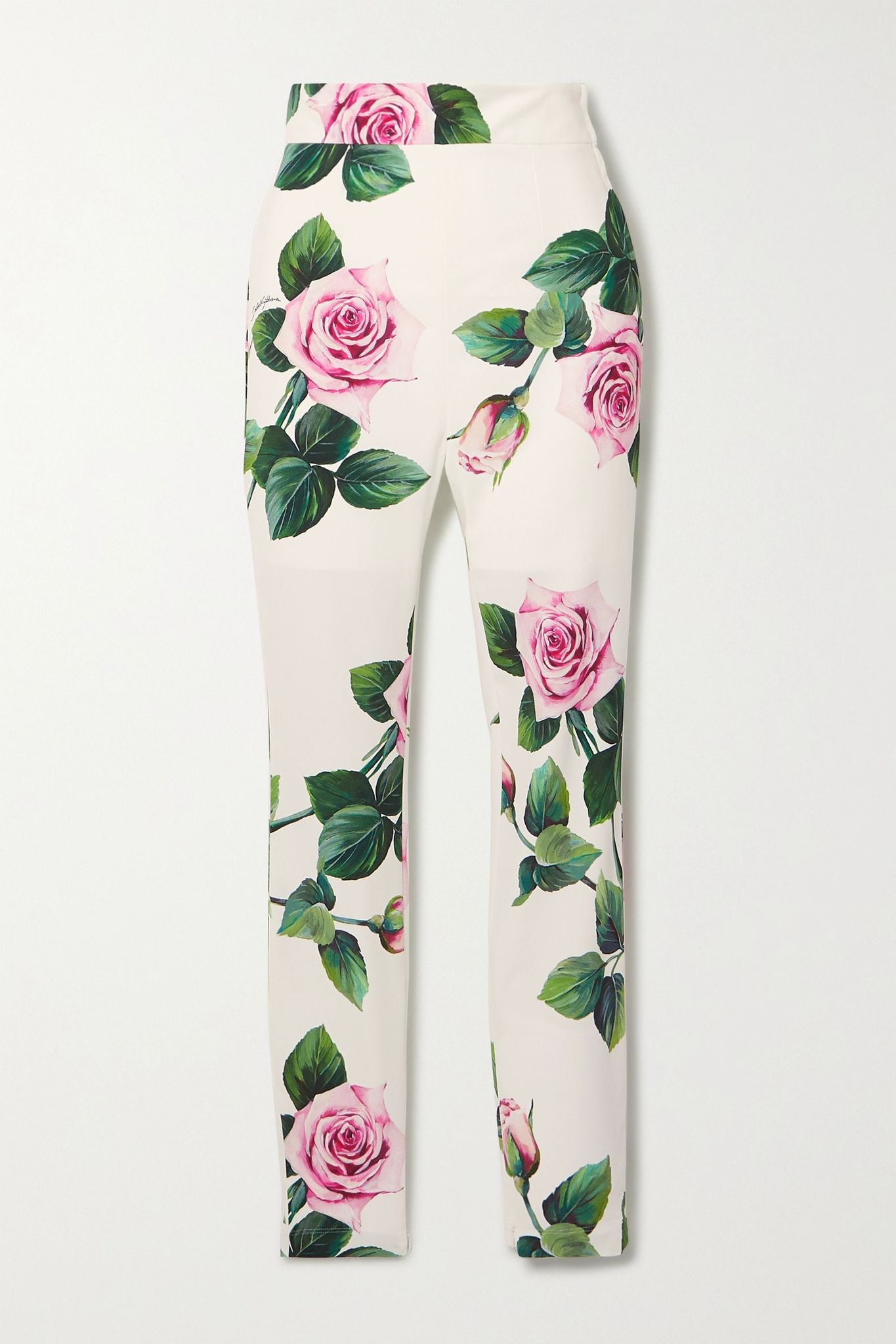 Floral-print cady skinny pants - 1