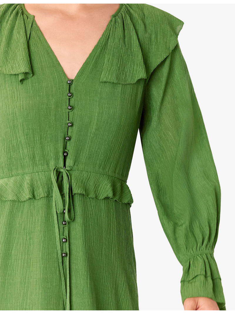 Frilled Ruffled Woven Midi Dress 4