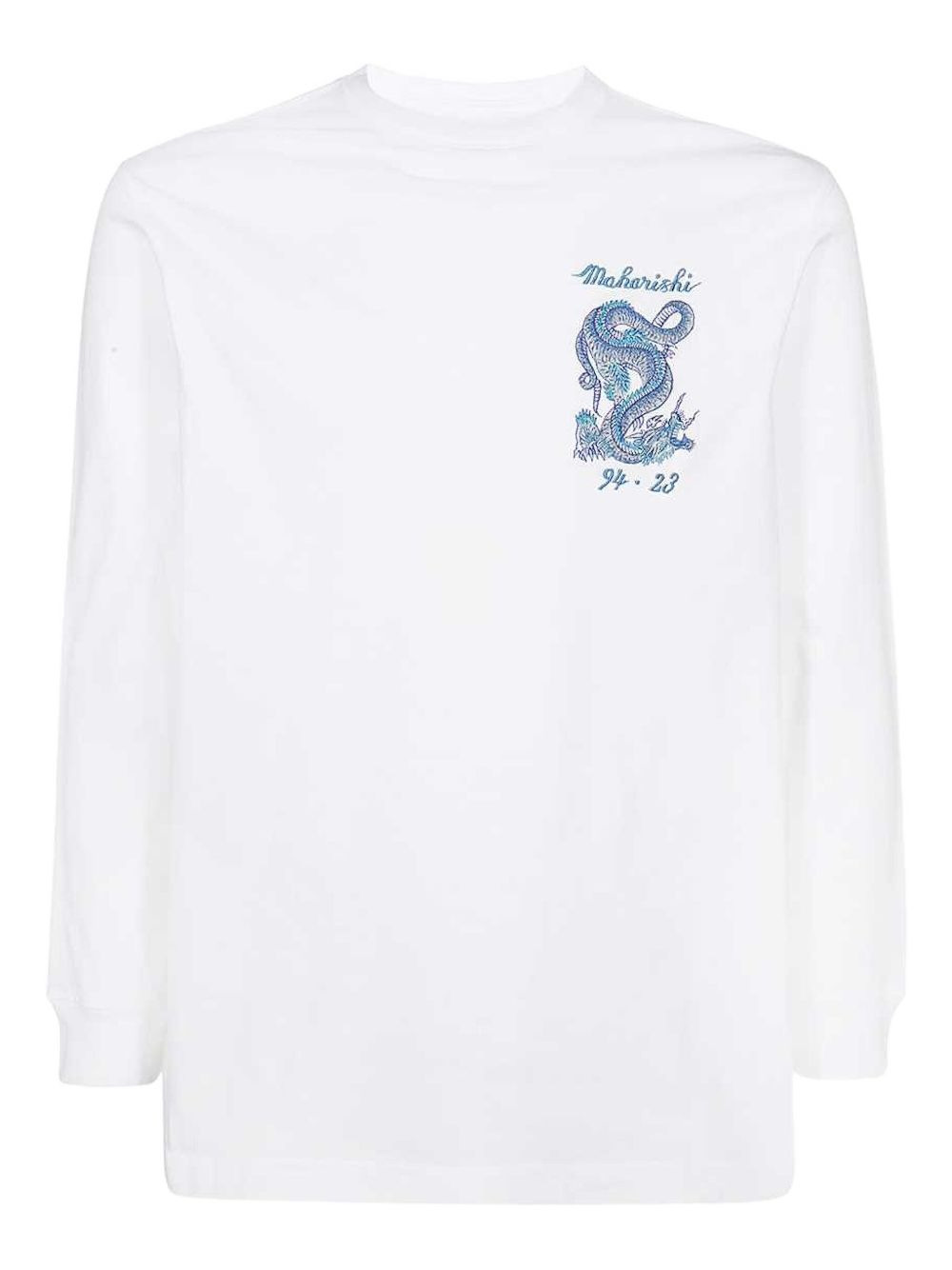 dragon-embroidered long-sleeve T-shirt - 1