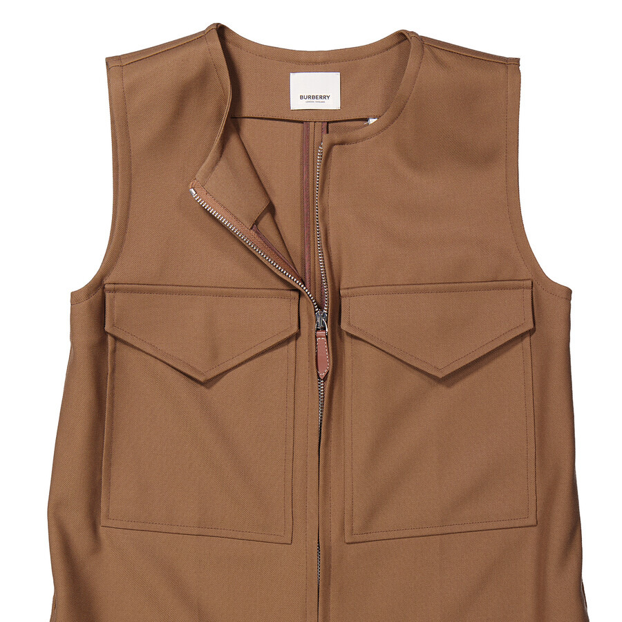 Burberry Ladies Warm Walnut Neave Wool Jumpsuit - 8