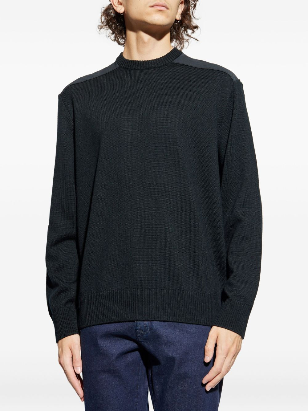 wool shoulder-patch sweater - 3