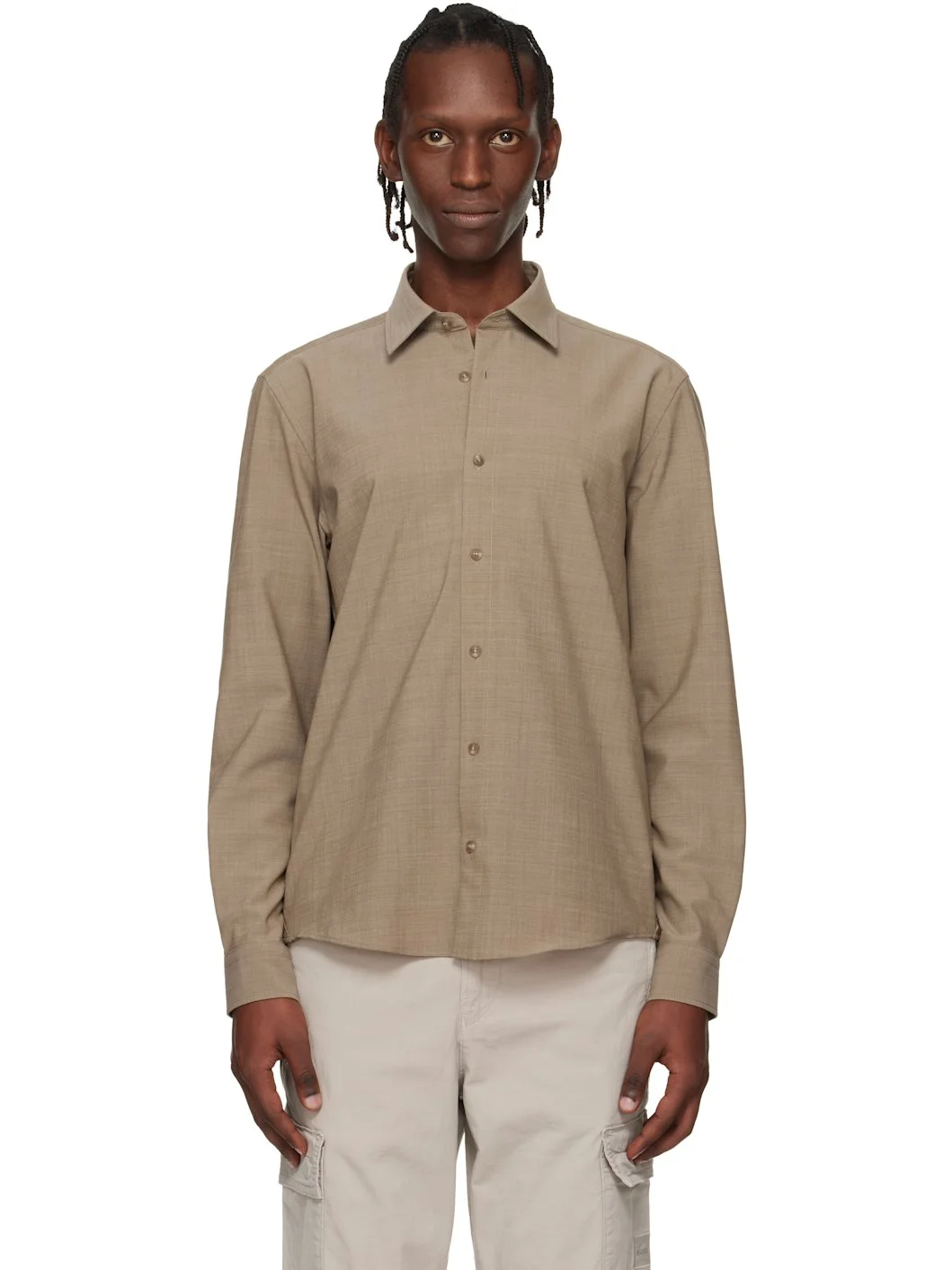 Beige Virgin Wool Shirt - 1