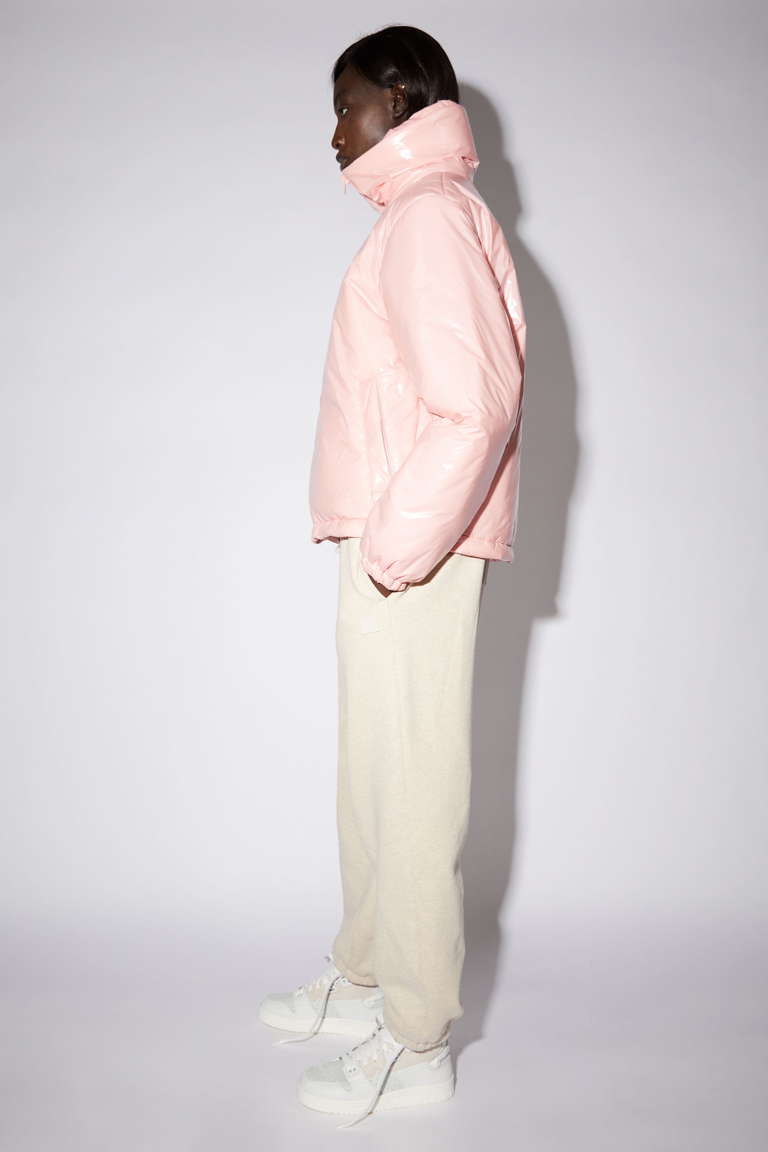 Blush pink puffer jacket hotsell