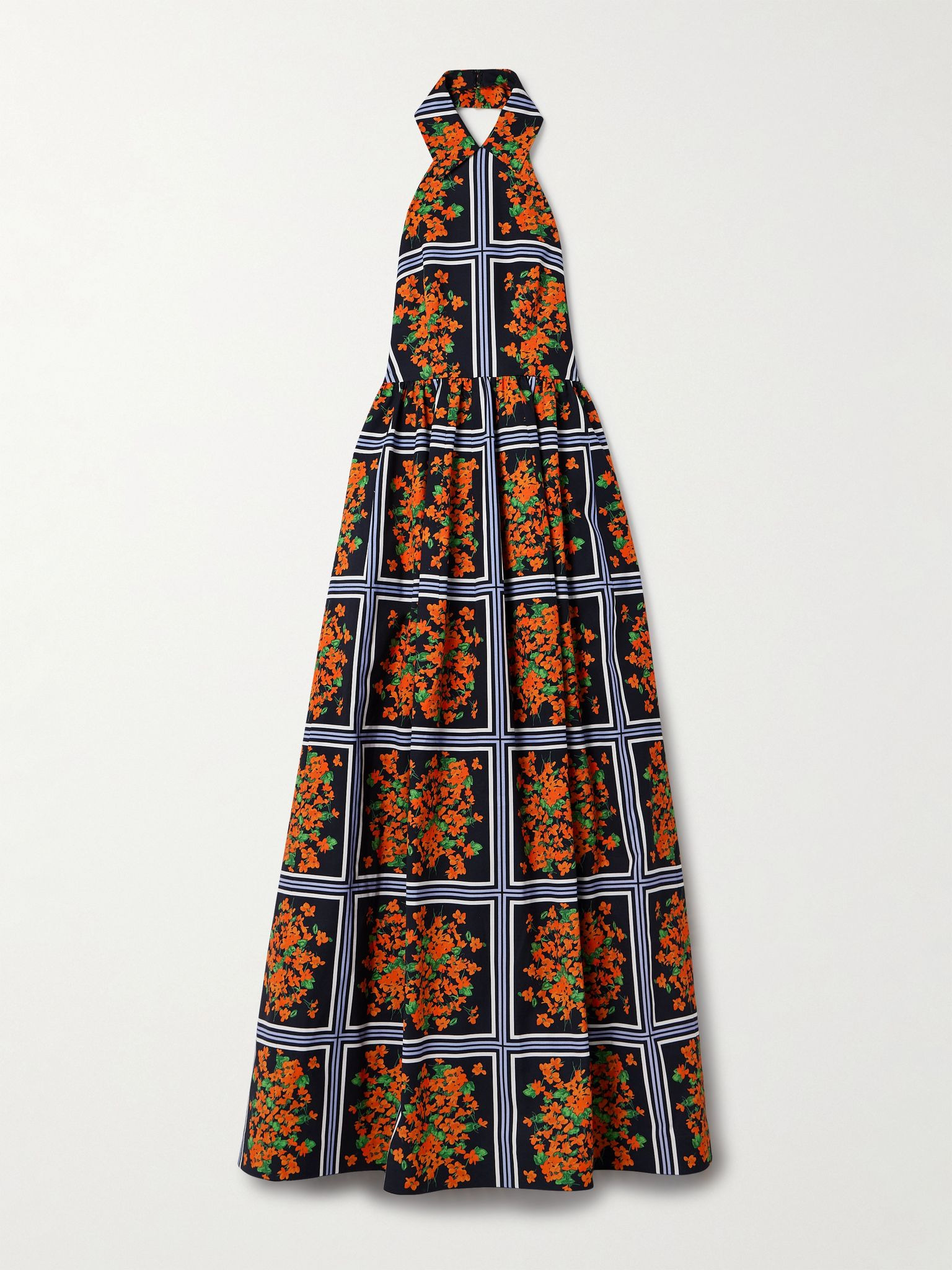 Printed faille halterneck gown Orange - 1
