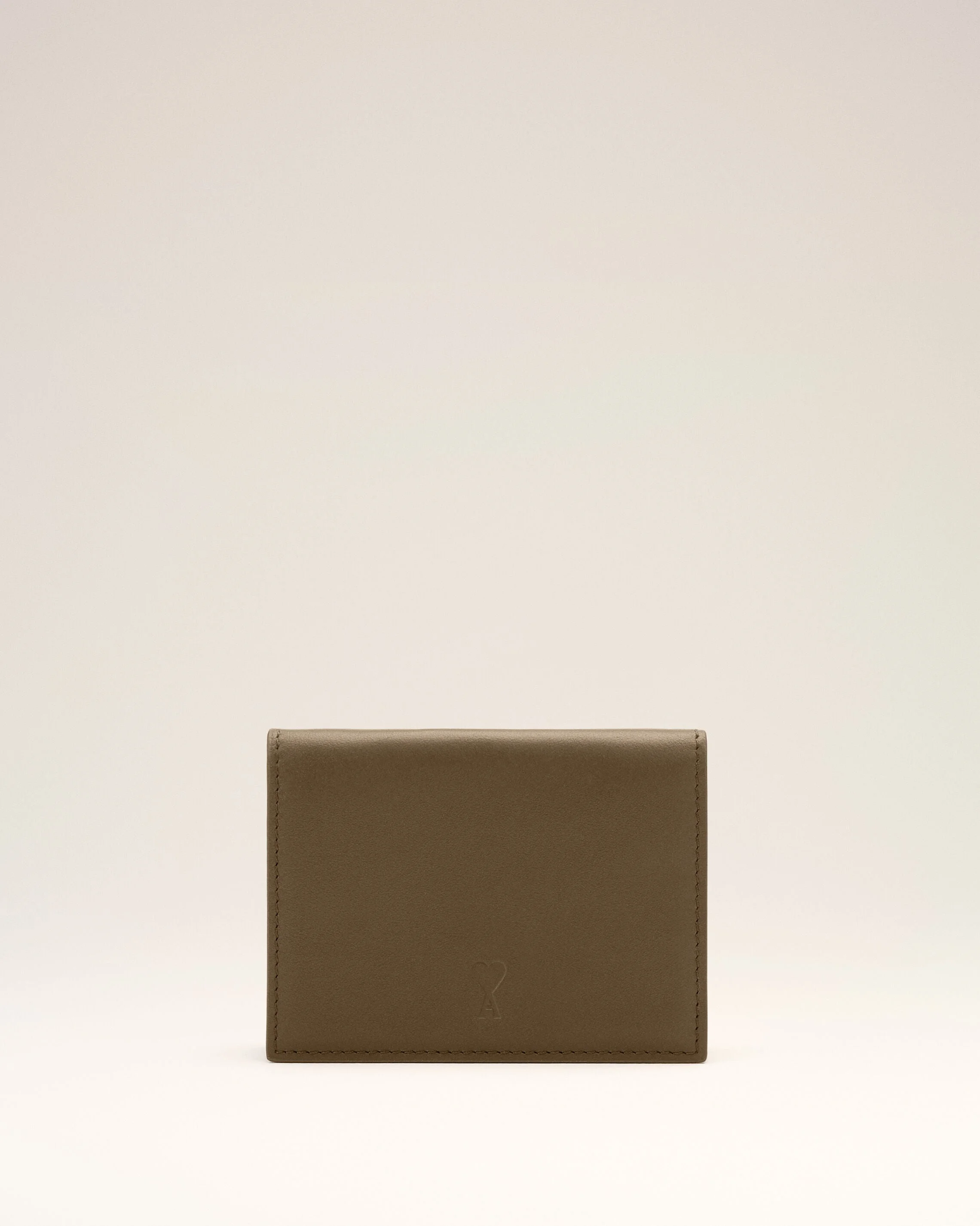 BROWN COWHIDE LEATHER TRIFOLD WALLET WITH AMI DE COEUR - 1