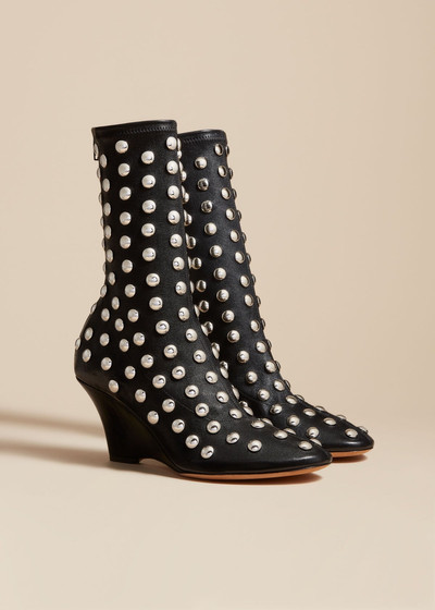 KHAITE The Apollo Wedge Boot in Black Leather with Studs outlook