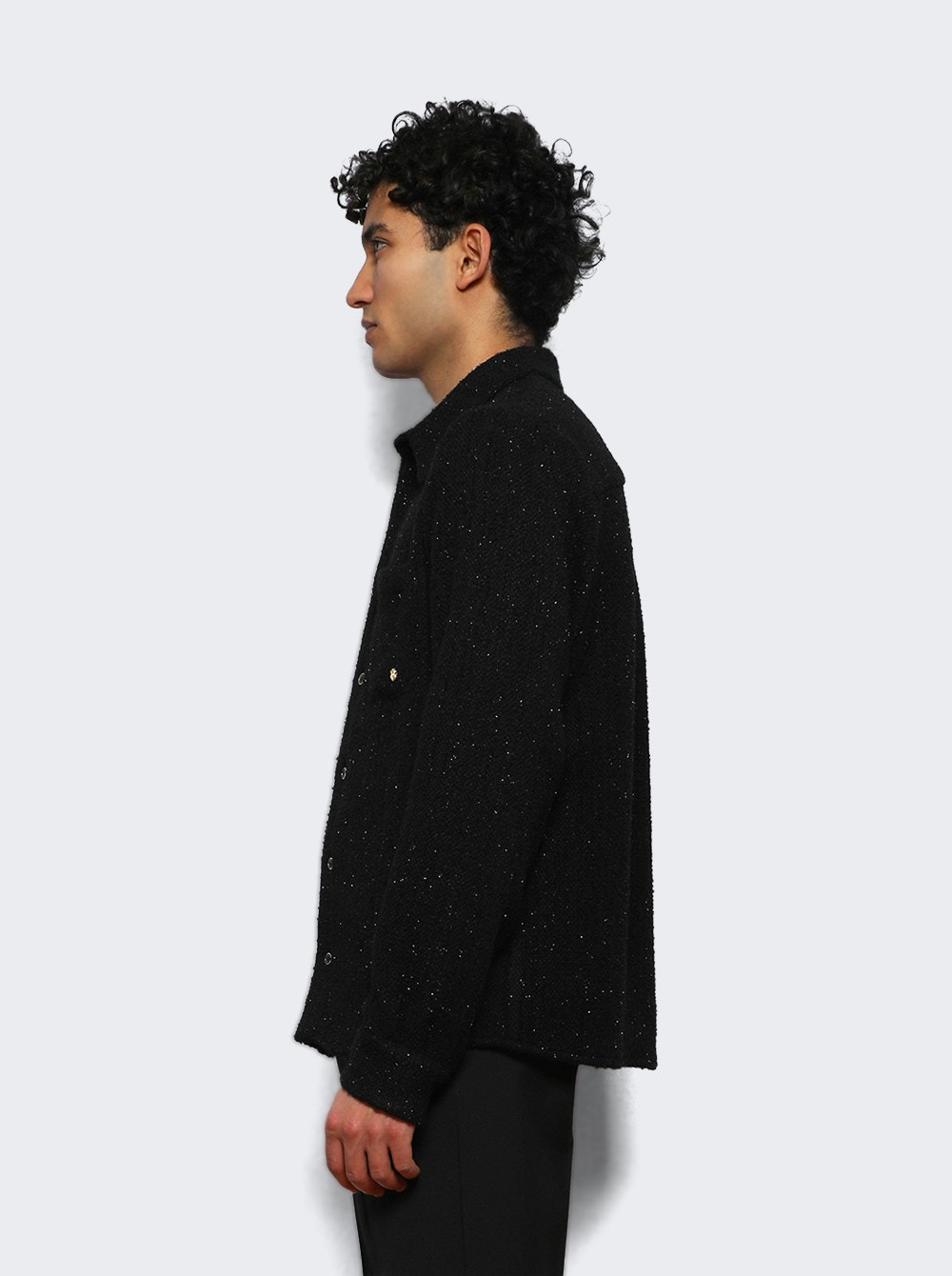 Shimmer Boucle Long Sleeve Shirt Black - 3