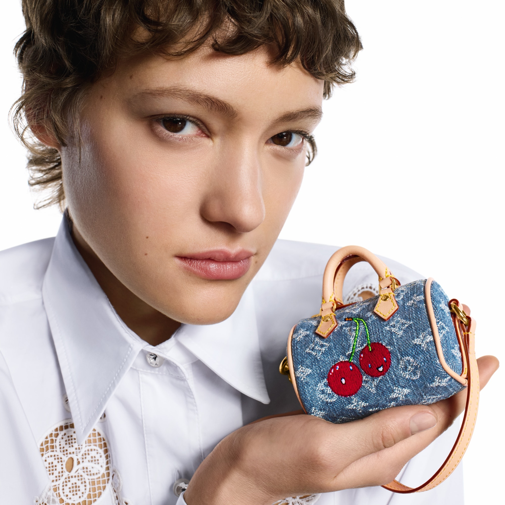 LV x TM Micro Speedy Denim Cerise Bag Charm - 4