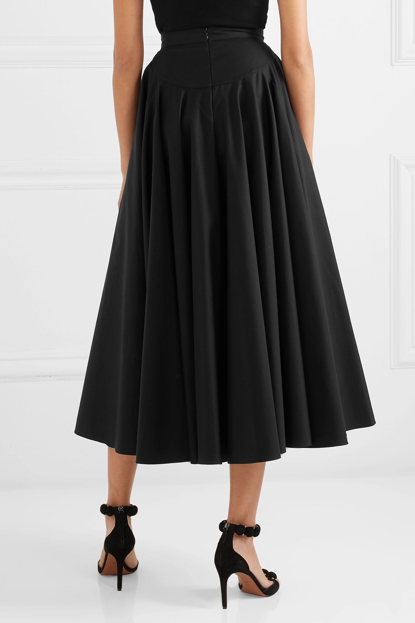 Pleated cotton-twill midi skirt - 4