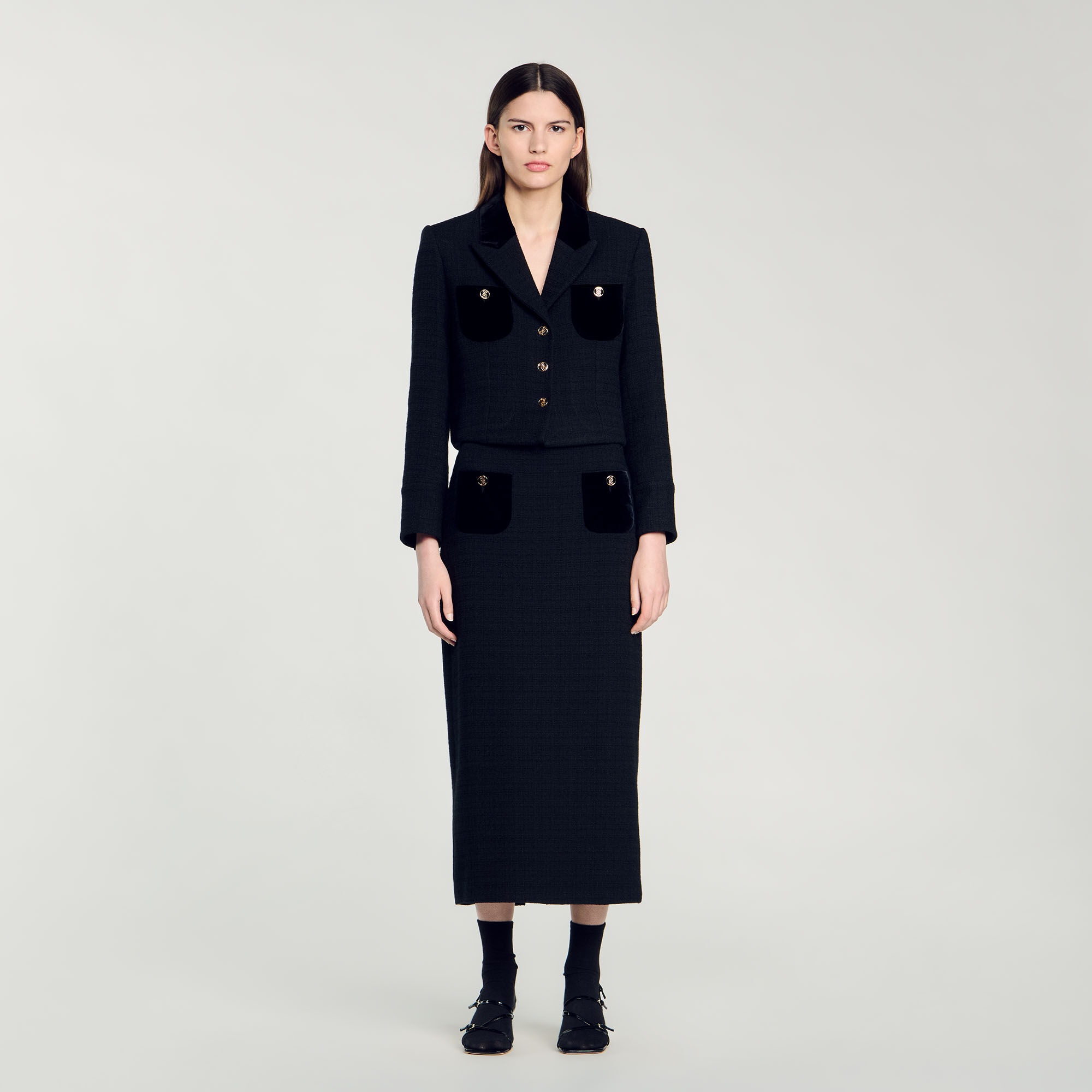 VELVET TWEED CROPPED JACKET - 3