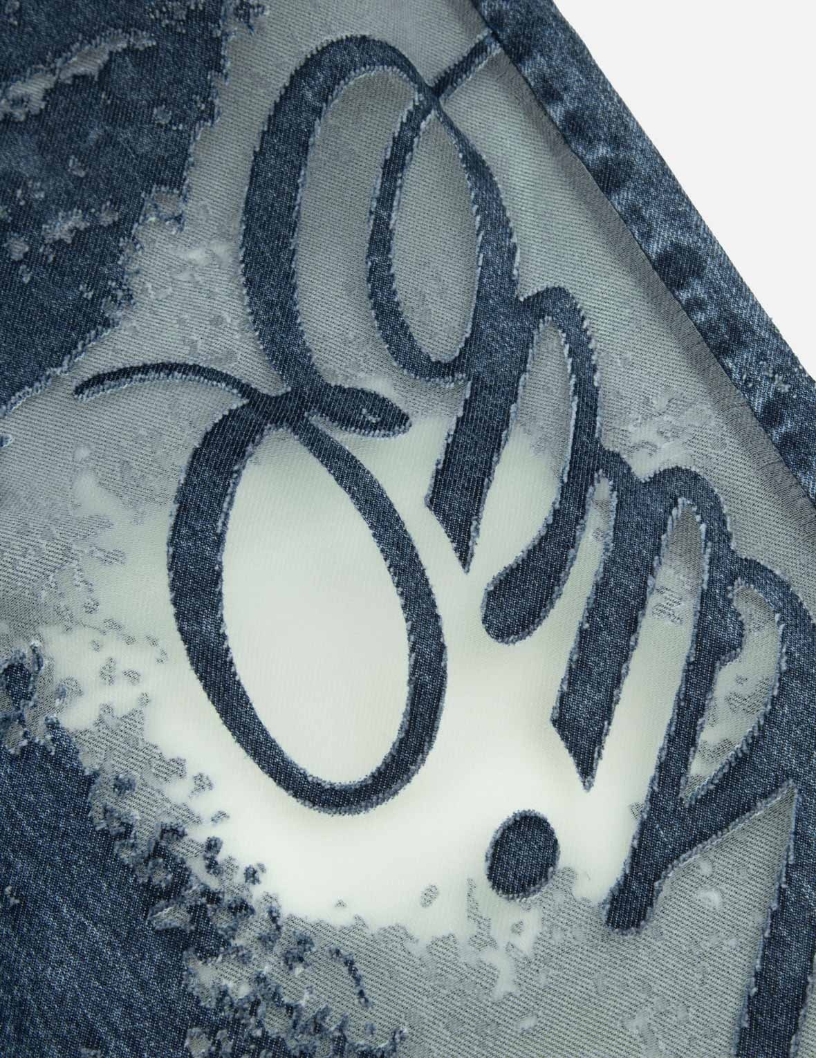 SEAGULL EMBROIDERY AND LASER-BURNED WIDE-LEG JEANS - 4